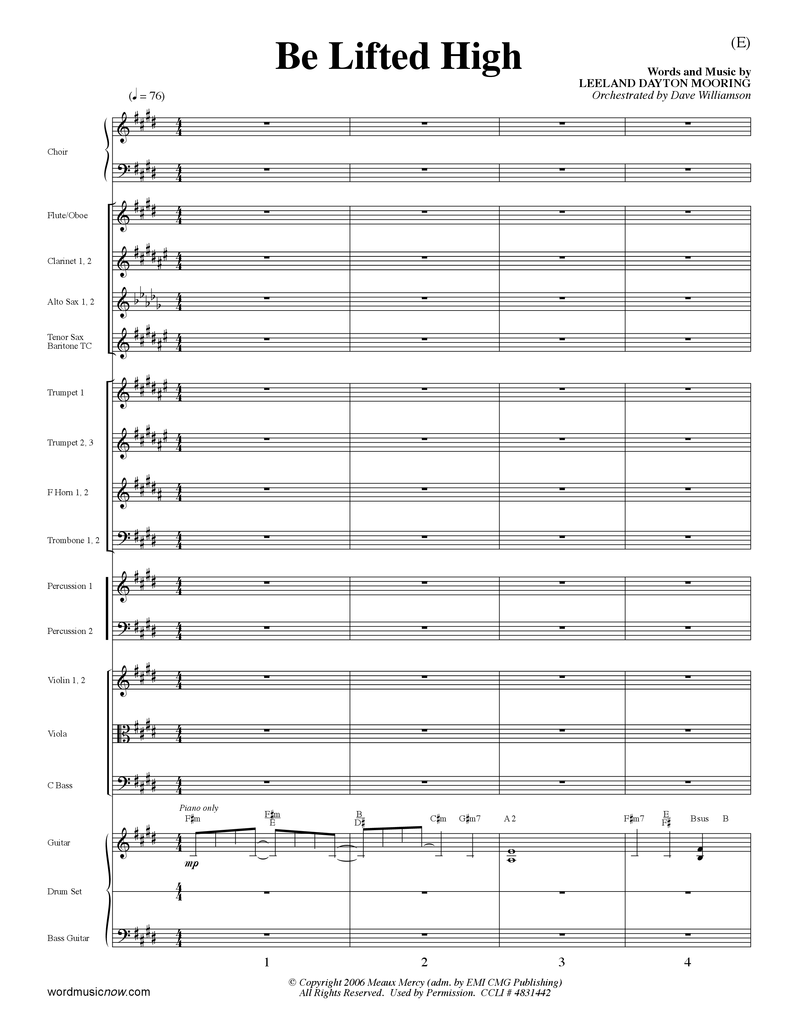 Be Lifted High (Choral Anthem SATB) Orchestration (Word Music Choral / Orch. Dave Williamson)