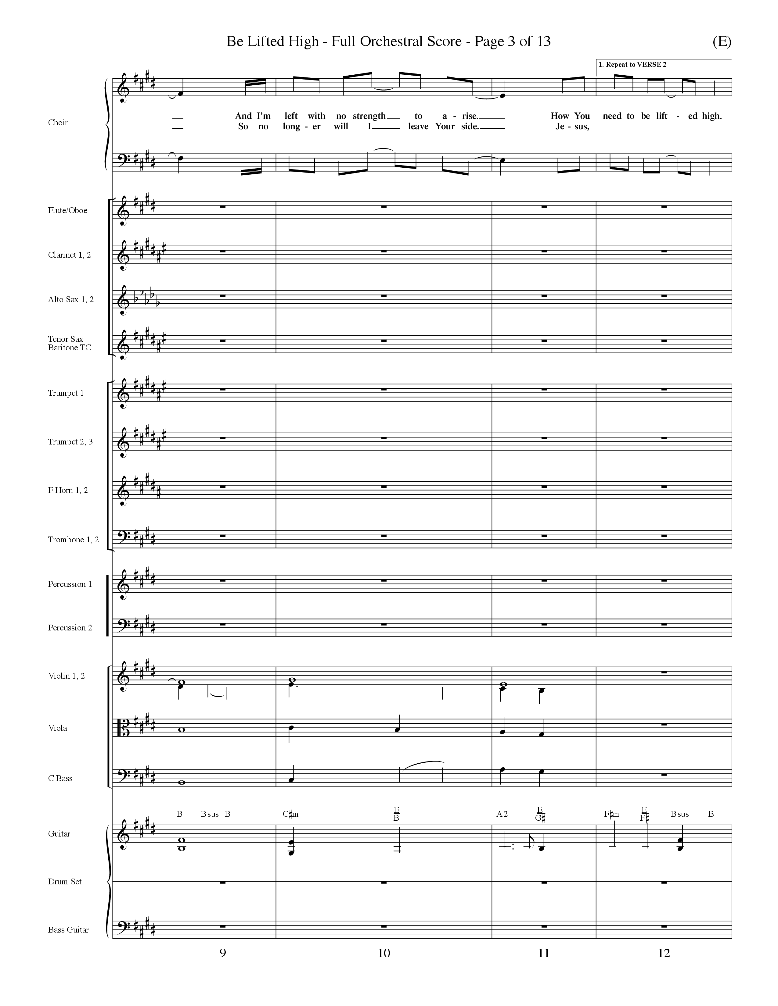 Be Lifted High (Choral Anthem SATB) Orchestration (Word Music Choral / Orch. Dave Williamson)