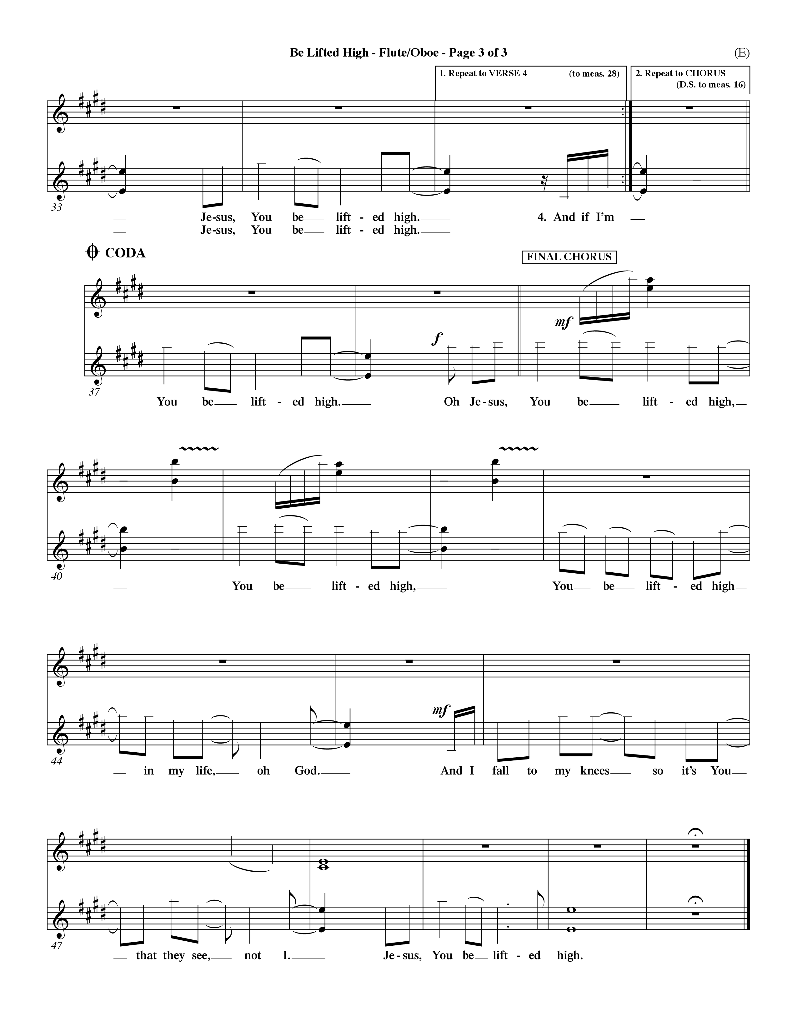 Be Lifted High (Choral Anthem SATB) Flute/Oboe (Word Music Choral / Orch. Dave Williamson)