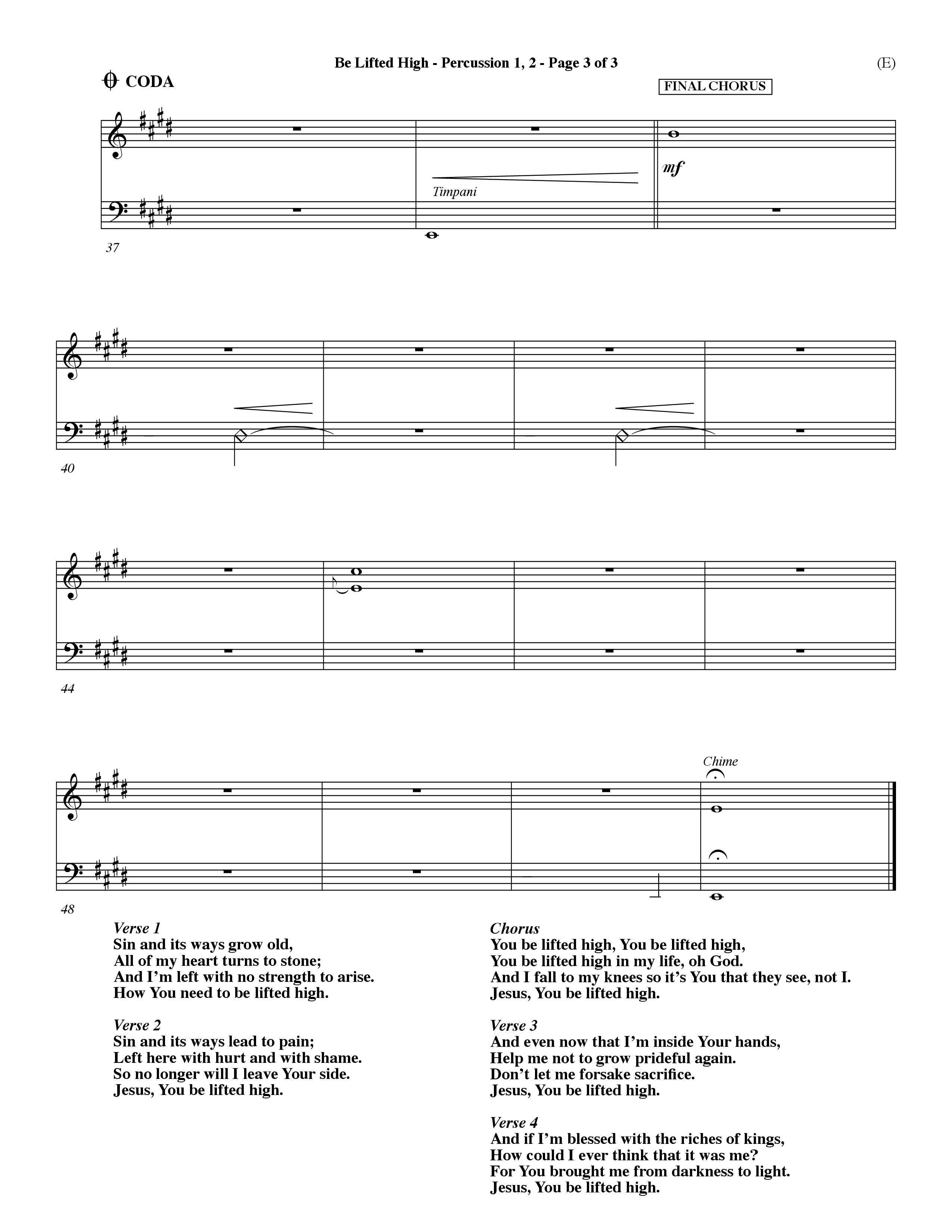 Be Lifted High (Choral Anthem SATB) Percussion 1/2 (Word Music Choral / Orch. Dave Williamson)