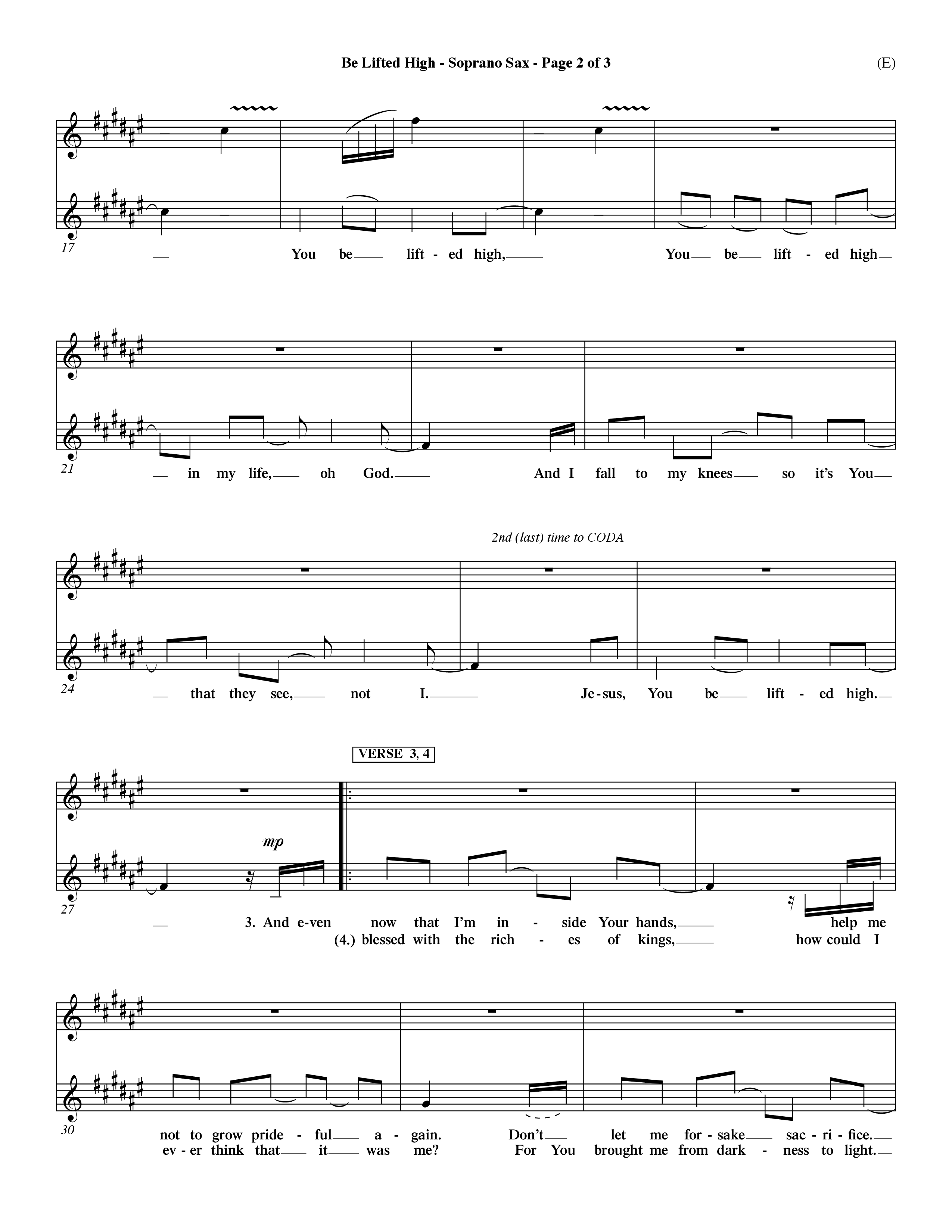 Be Lifted High (Choral Anthem SATB) Saxophone (Word Music Choral / Orch. Dave Williamson)
