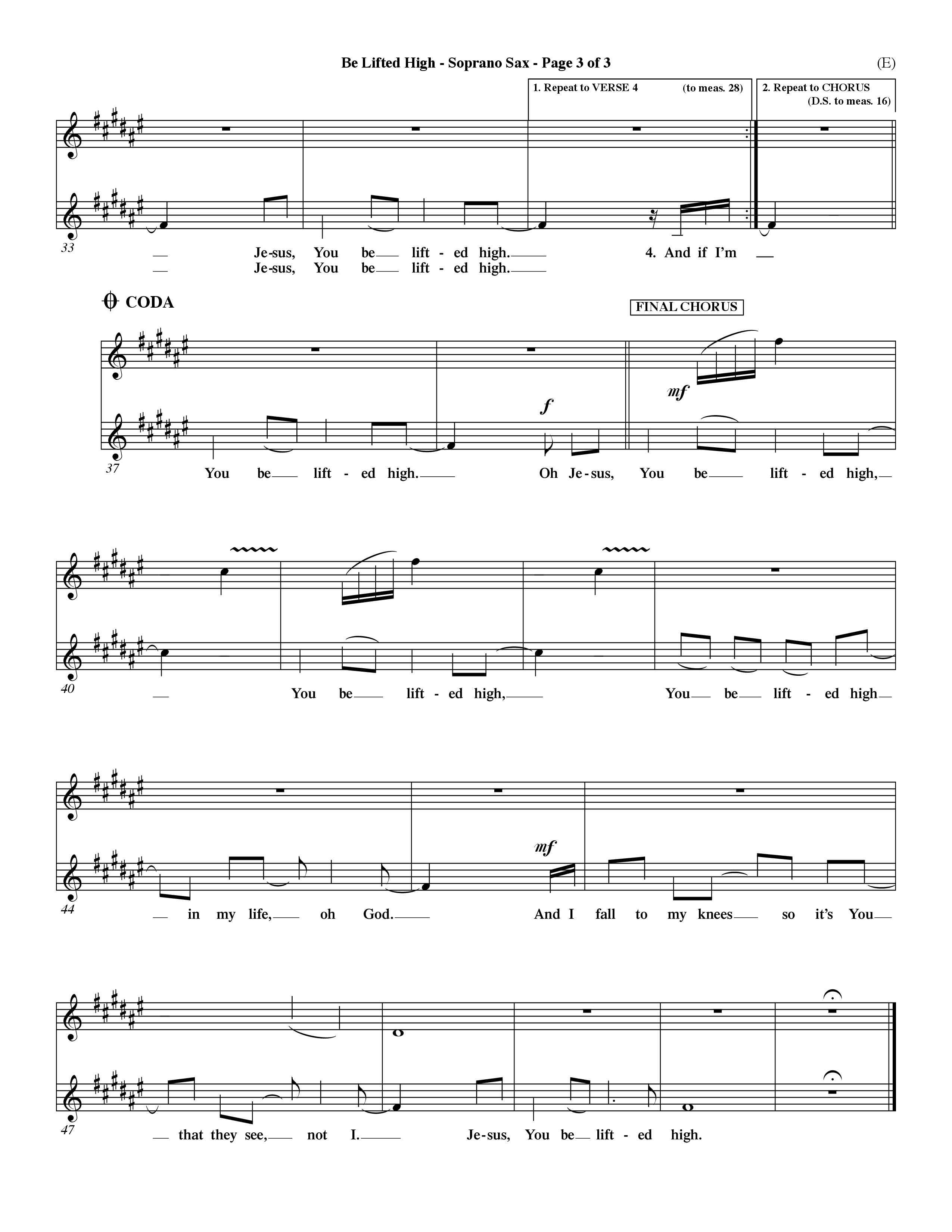 Be Lifted High (Choral Anthem SATB) Saxophone (Word Music Choral / Orch. Dave Williamson)