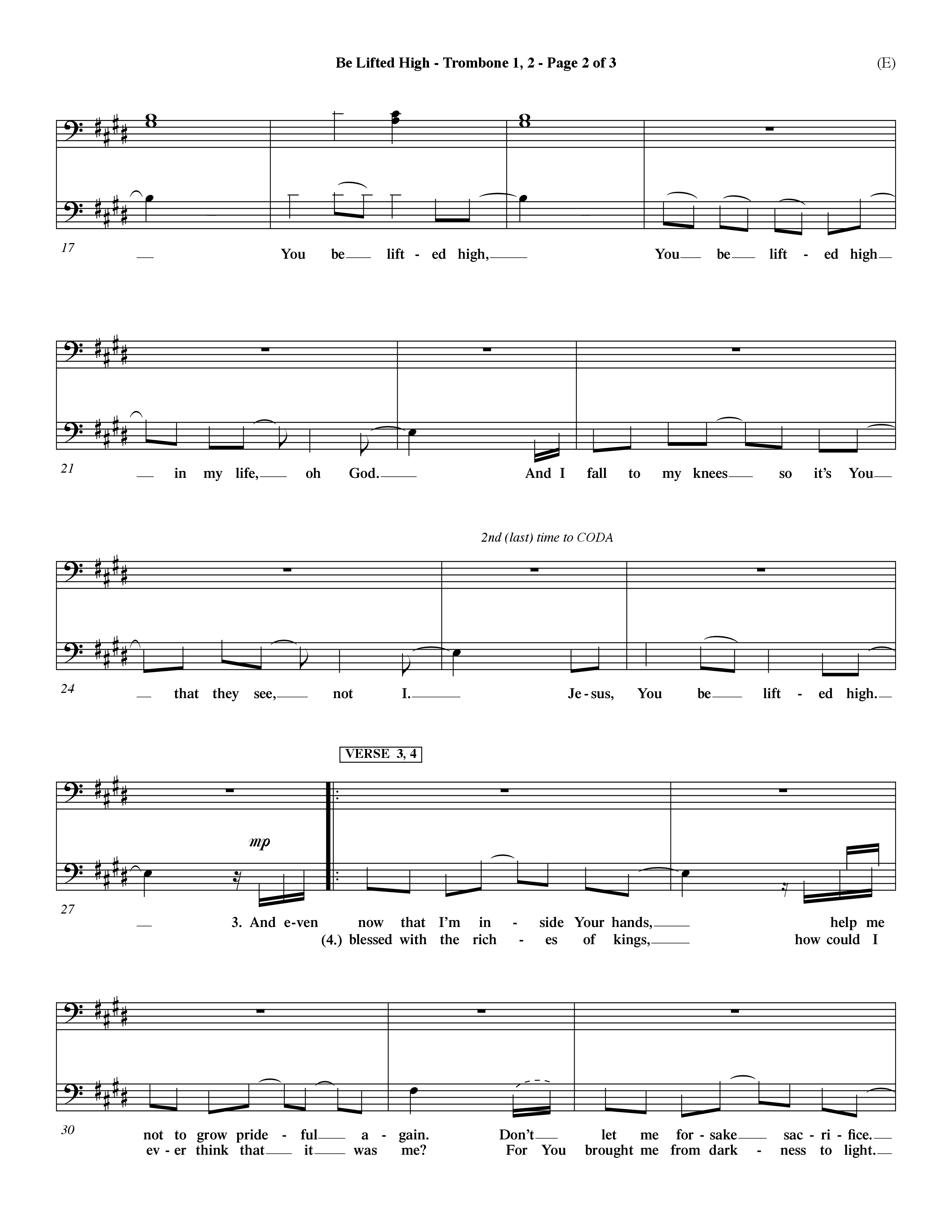 Be Lifted High (Choral Anthem SATB) Trombone 1/2 (Word Music Choral / Orch. Dave Williamson)