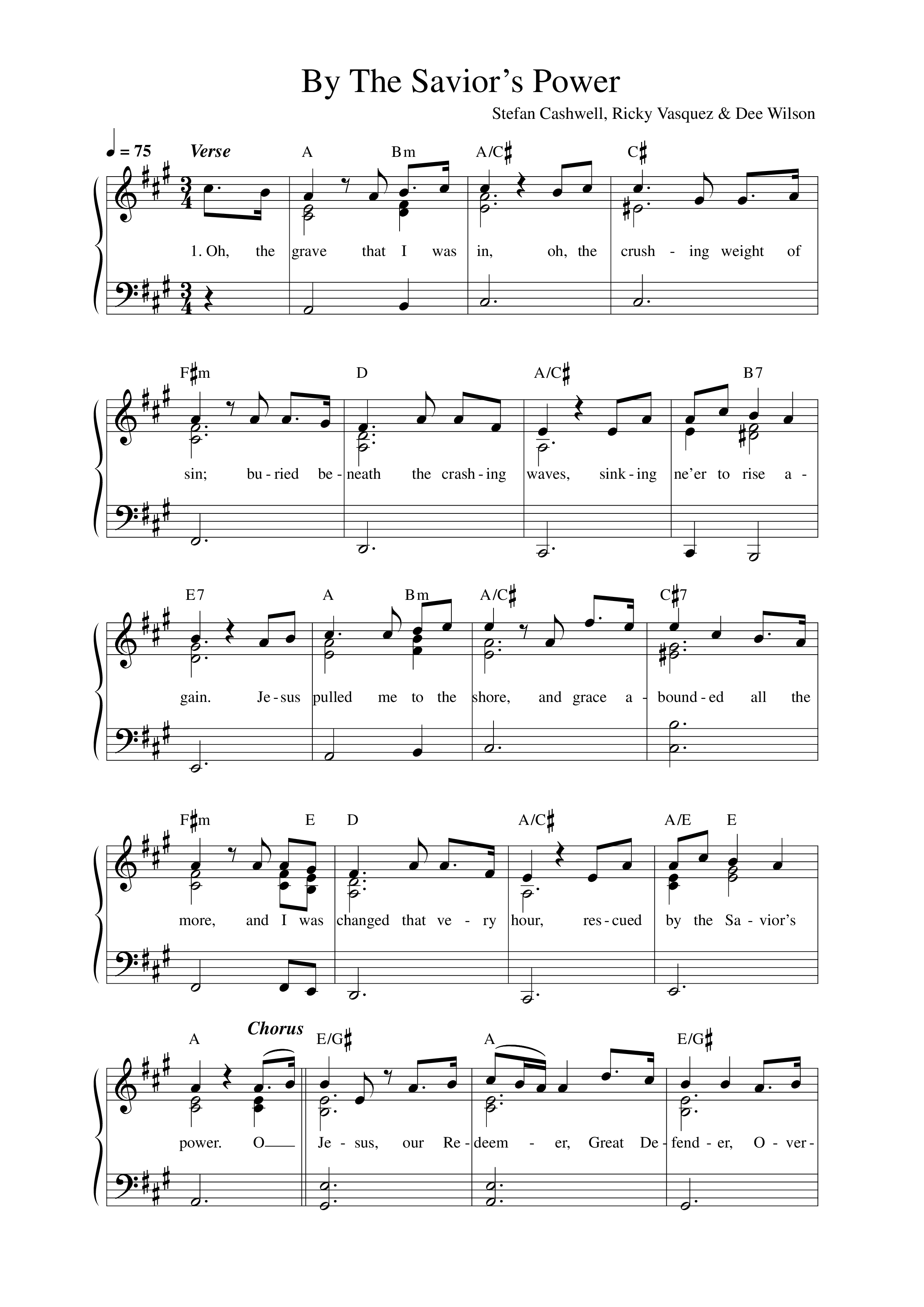 By The Savior's Power Lead Sheet Melody (Anchor Hymns / Dee Wilson / Stefan Cashwell / Ricky Vazquez)