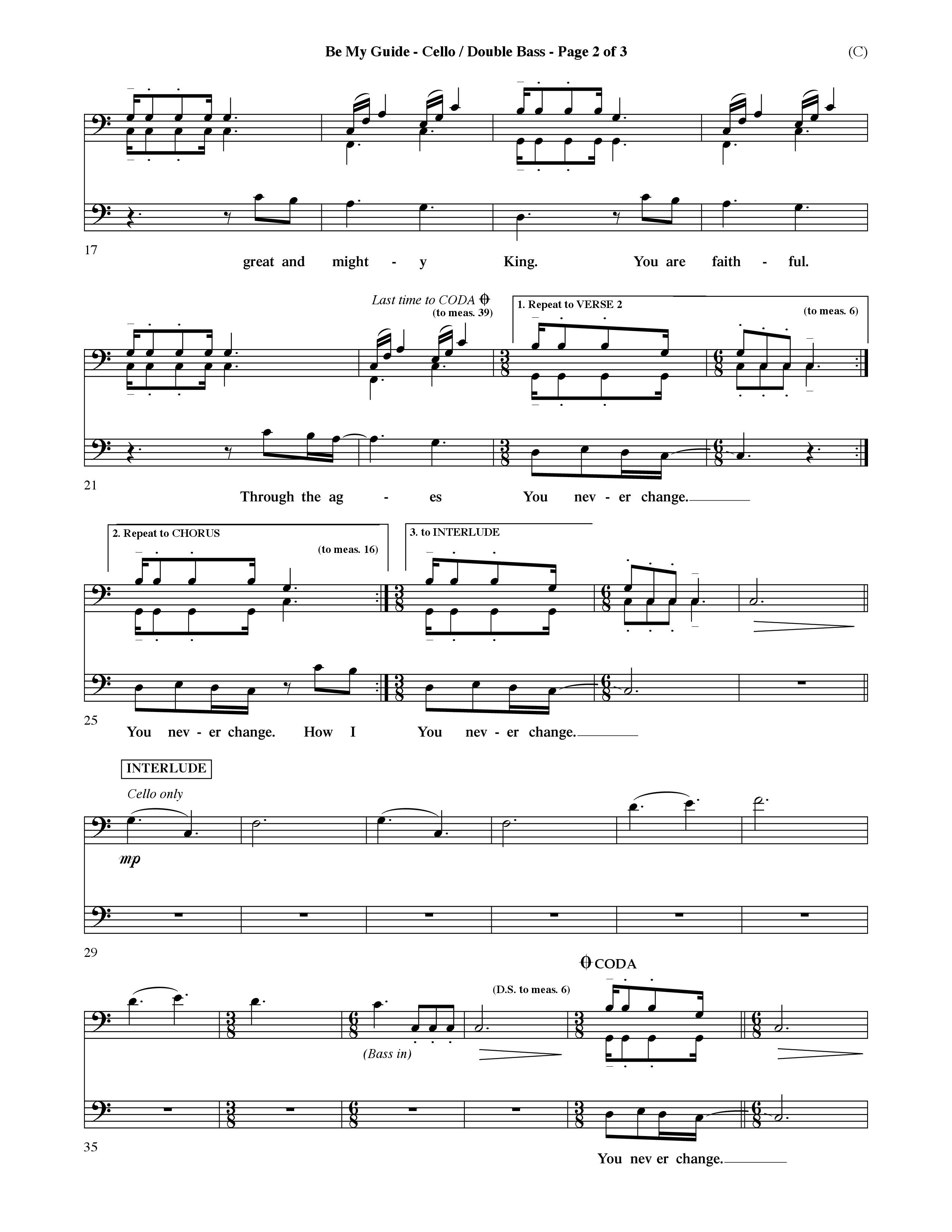 Be My Guide (Choral Anthem SATB) Cello/Bass (Word Music Choral / Arr. David Shipps)