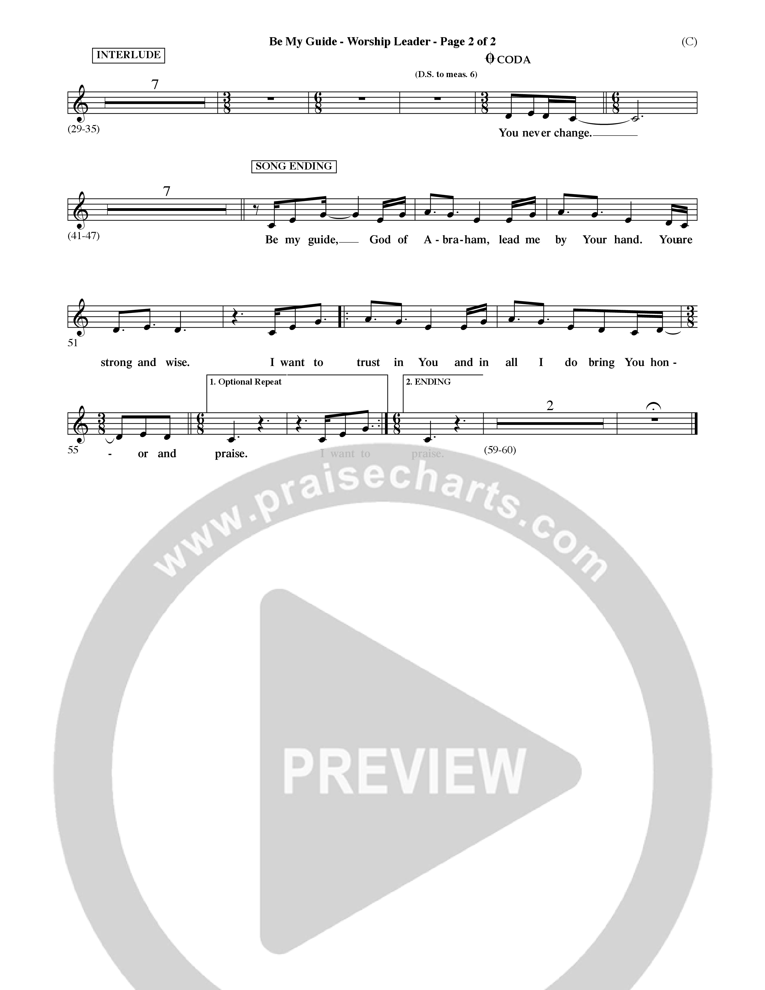 Be My Guide (Choral Anthem SATB) Lead Sheet (Mel) (Word Music Choral / Arr. David Shipps)
