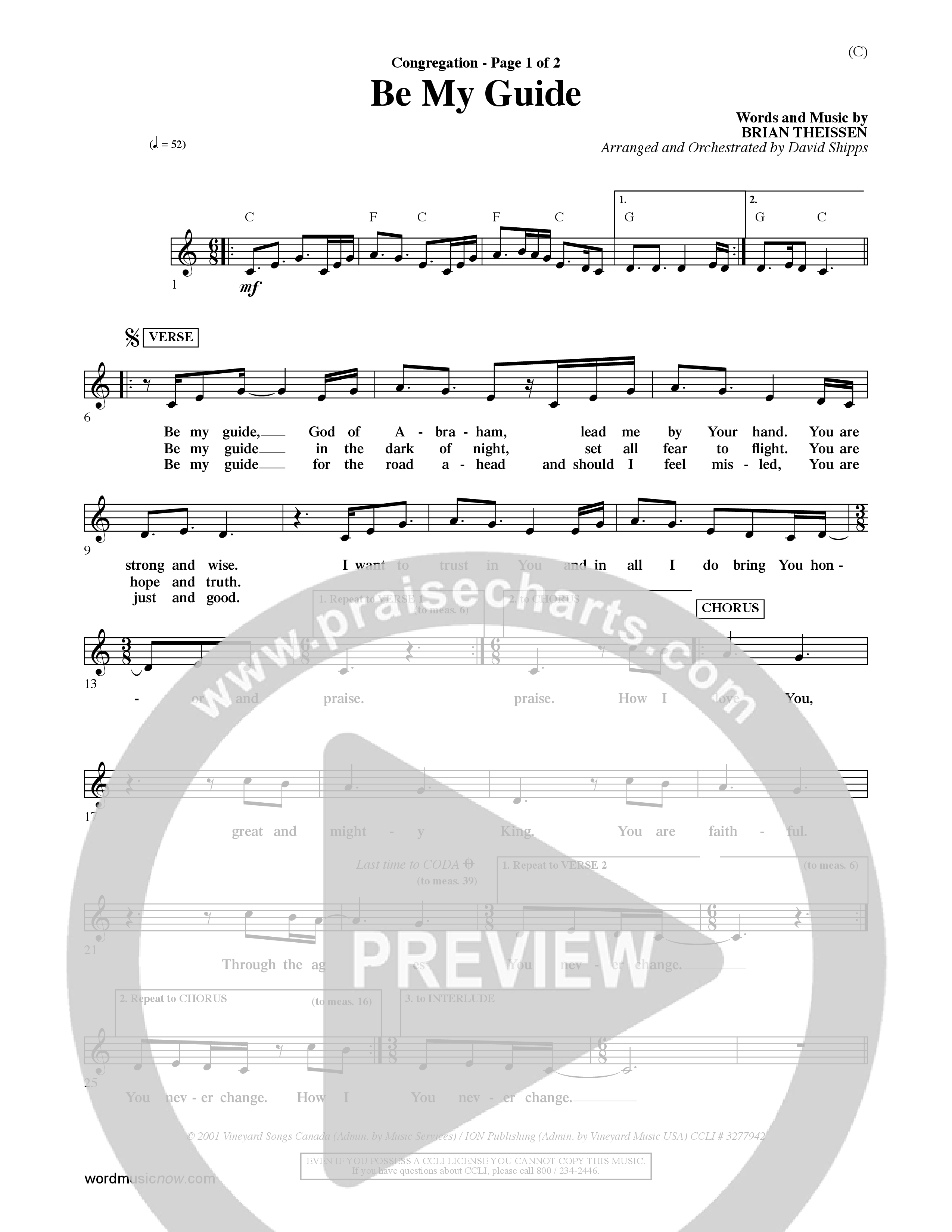 Be My Guide (Choral Anthem SATB) Lead Sheet (Mel) (Word Music Choral / Arr. David Shipps)