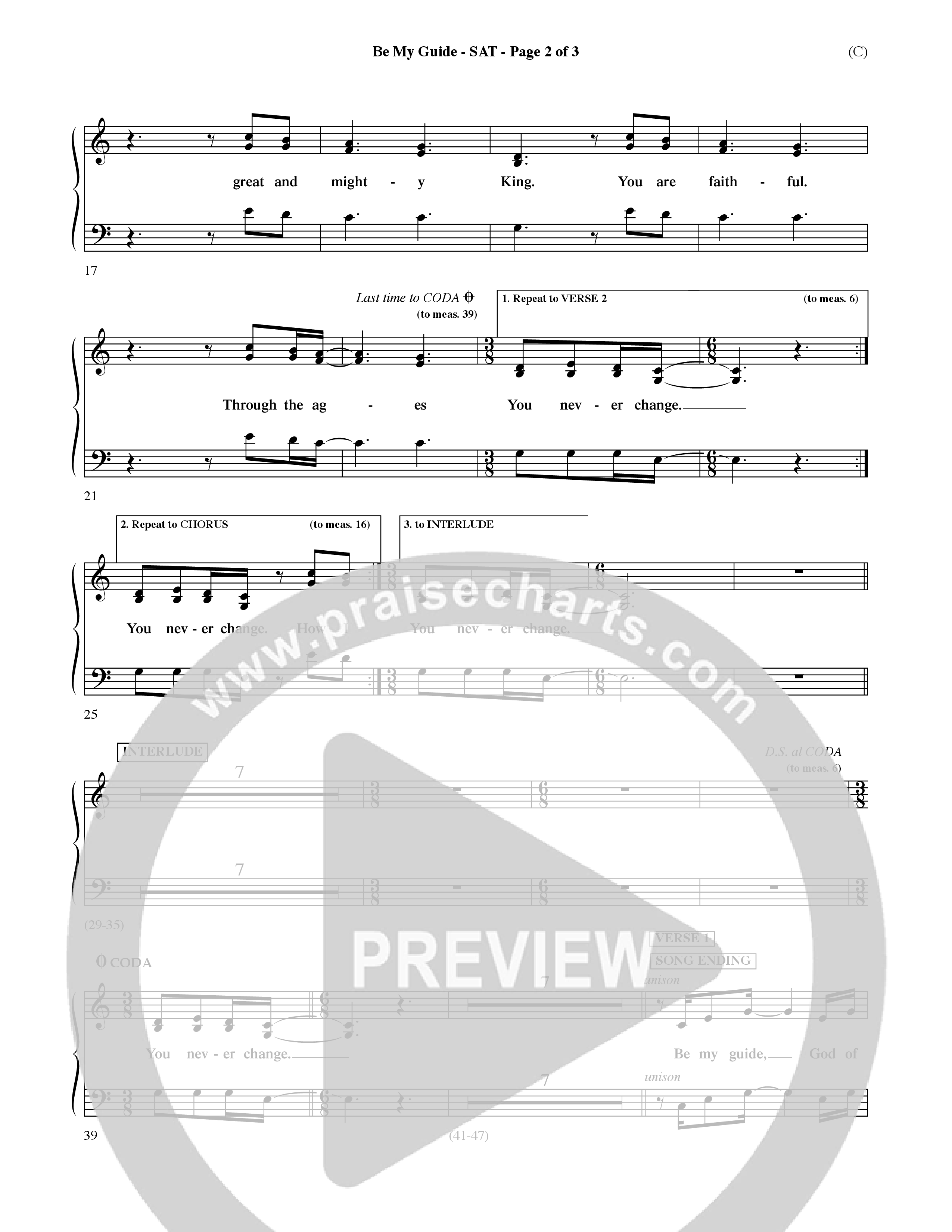 Be My Guide (Choral Anthem SATB) Lead Sheet (SAT) (Word Music Choral / Arr. David Shipps)
