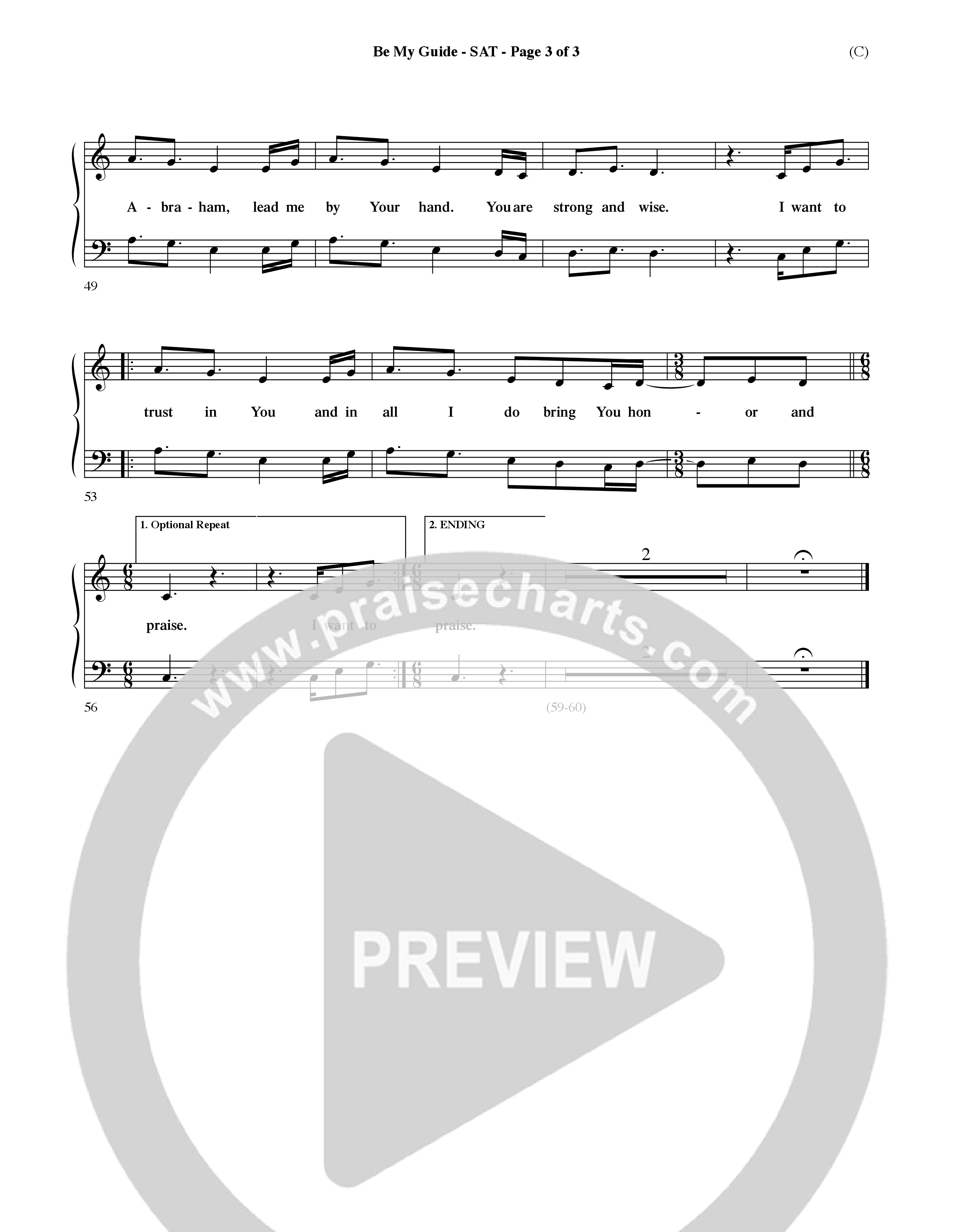 Be My Guide (Choral Anthem SATB) Lead Sheet (SAT) (Word Music Choral / Arr. David Shipps)