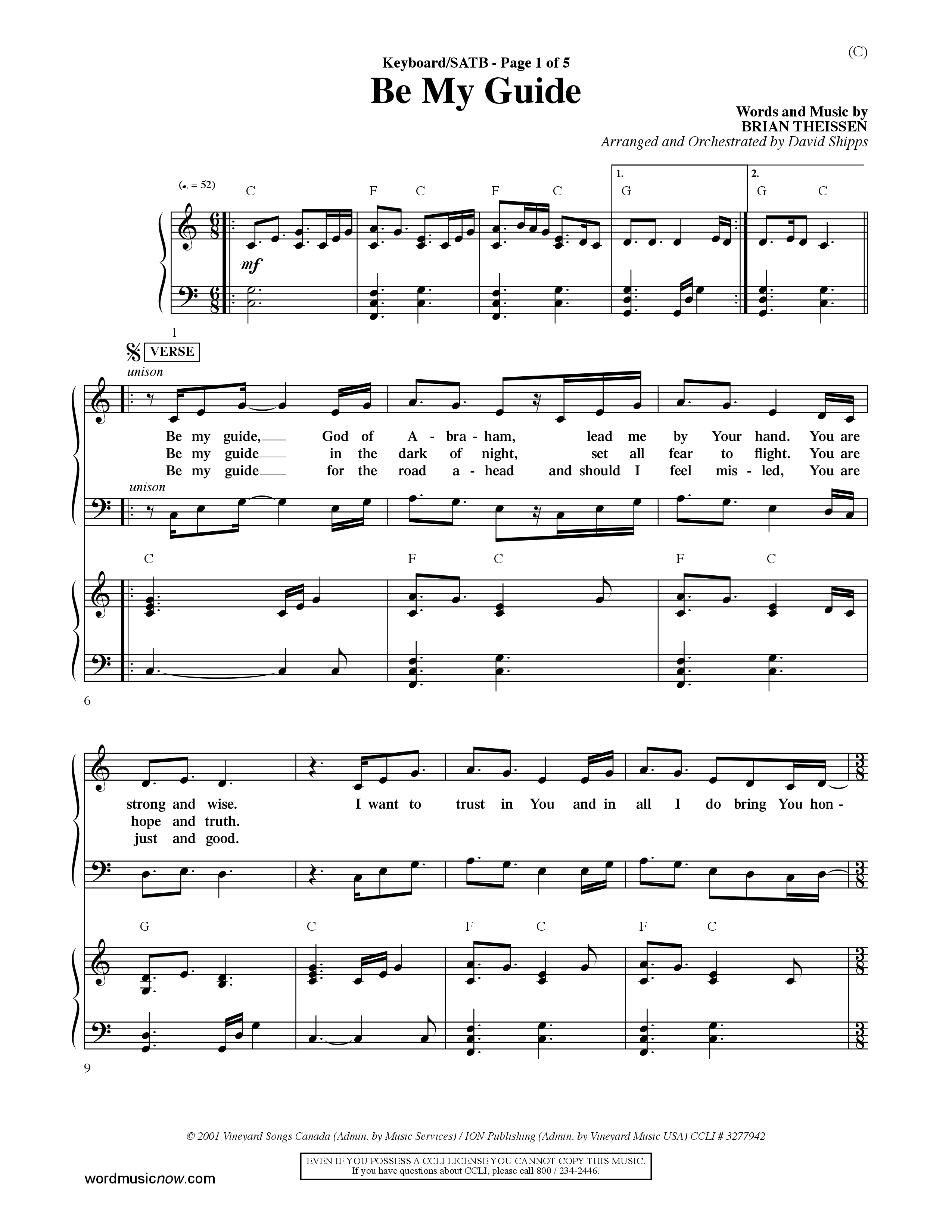 Be My Guide (Choral Anthem SATB) Keyboard/Vocal (SATB) (Word Music Choral / Arr. David Shipps)