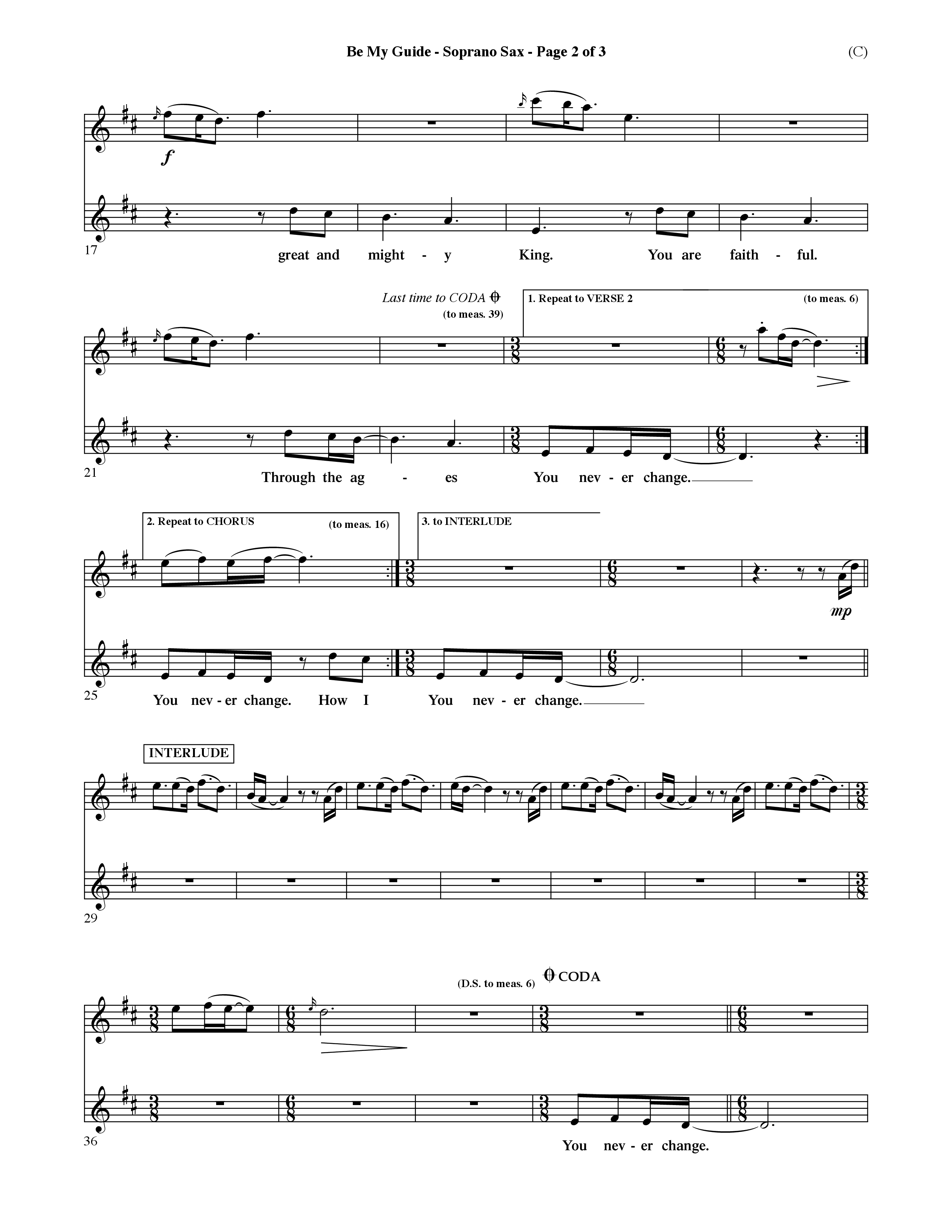 Be My Guide (Choral Anthem SATB) Saxophone (Word Music Choral / Arr. David Shipps)