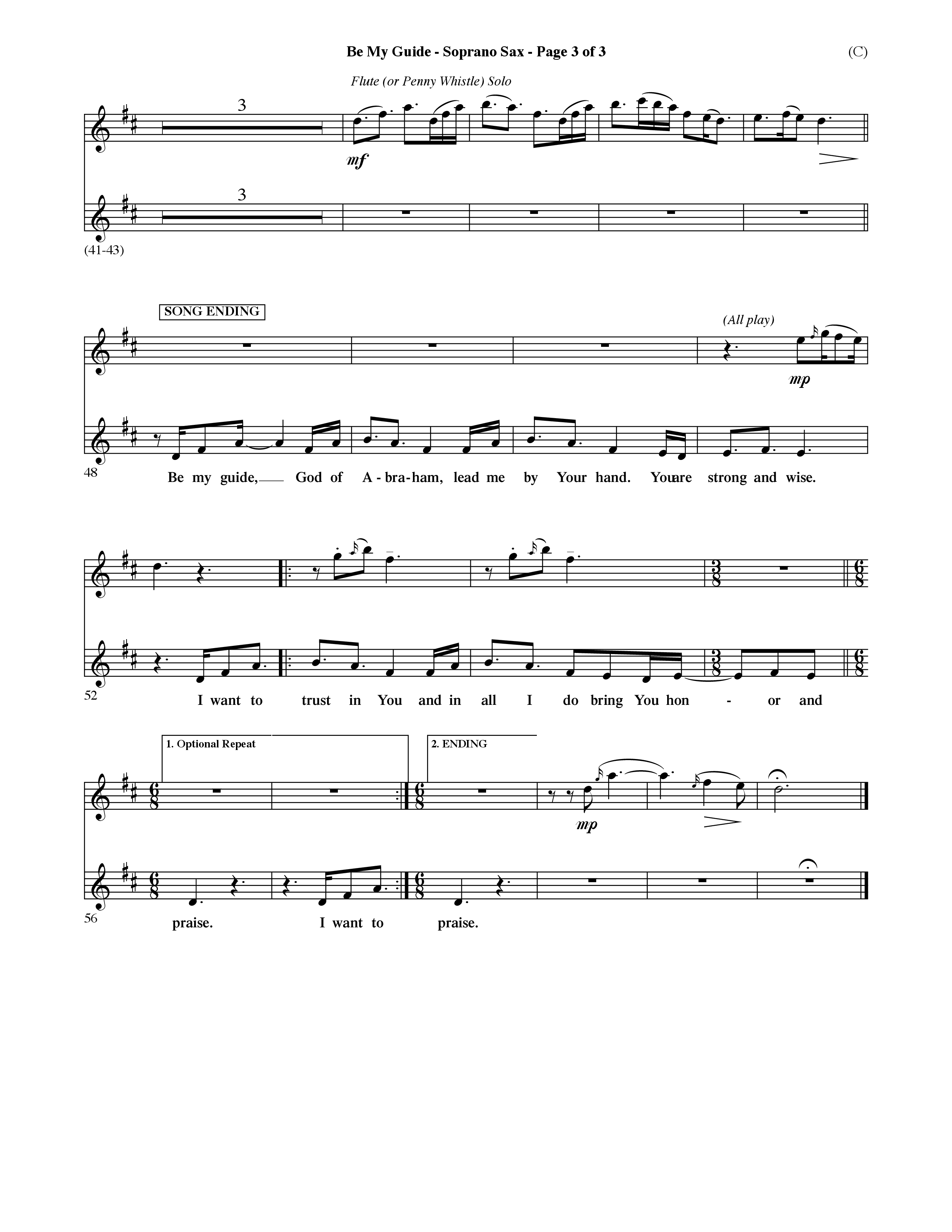 Be My Guide (Choral Anthem SATB) Saxophone (Word Music Choral / Arr. David Shipps)