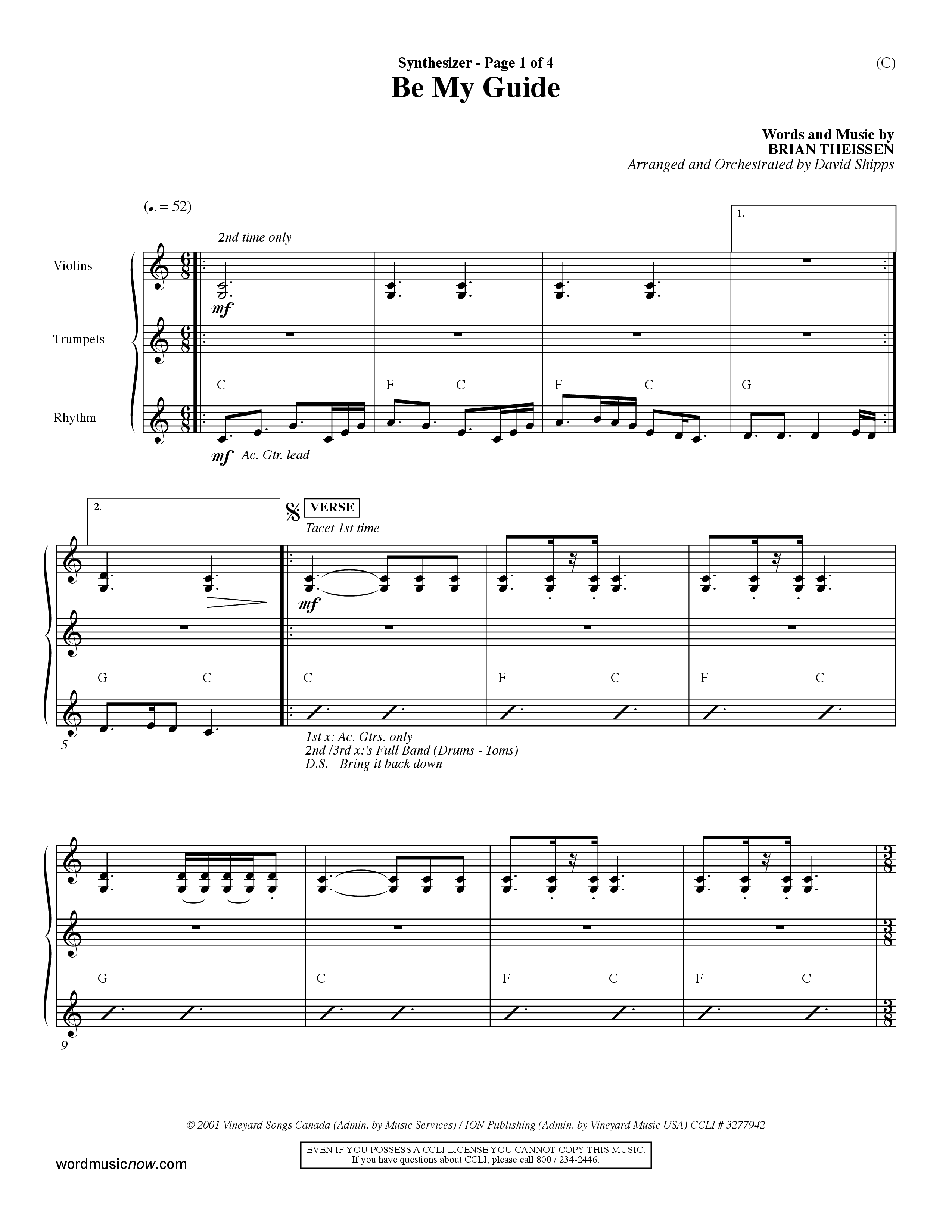 Be My Guide (Choral Anthem SATB) Synth (Word Music Choral / Arr. David Shipps)