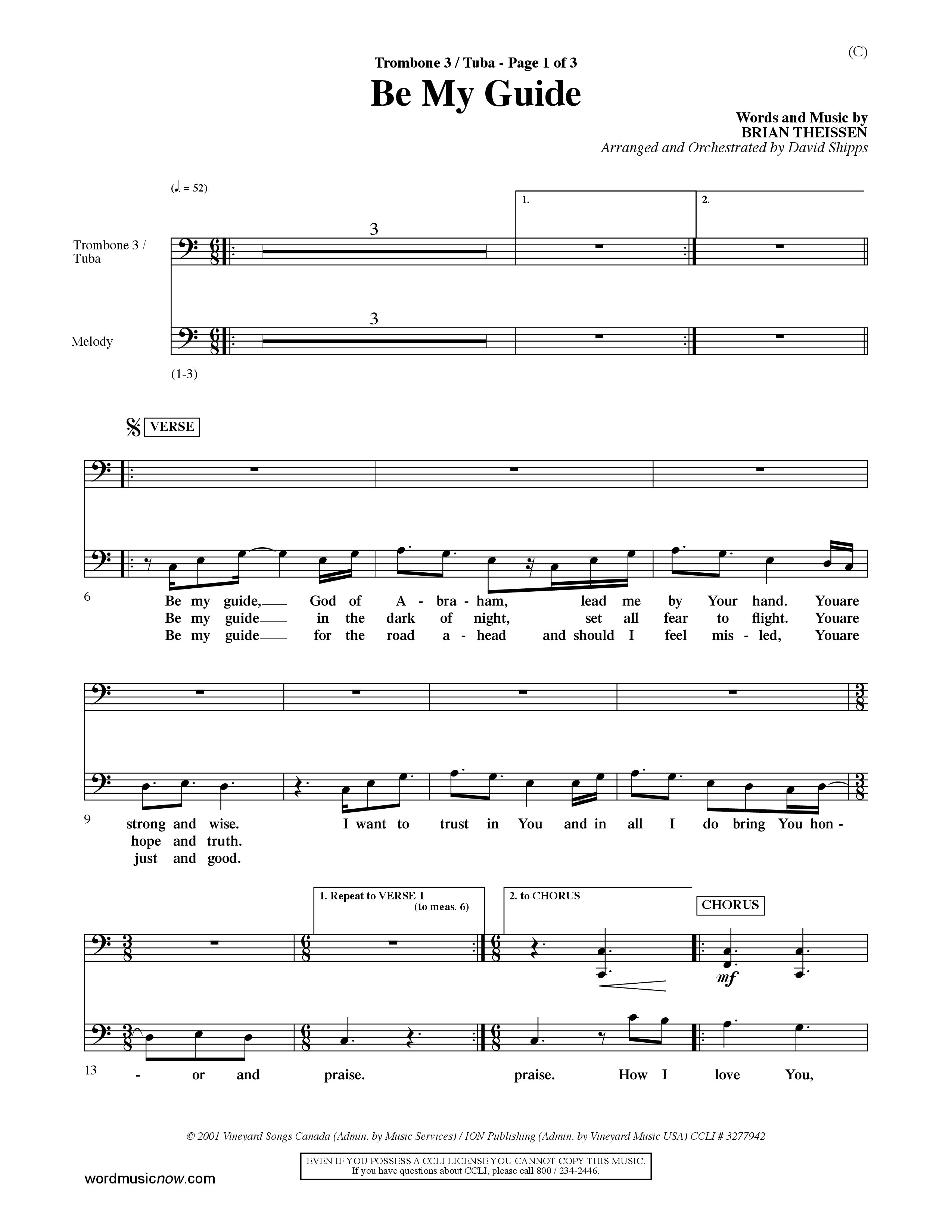 Be My Guide (Choral Anthem SATB) Trombone 3/Tuba (Word Music Choral / Arr. David Shipps)