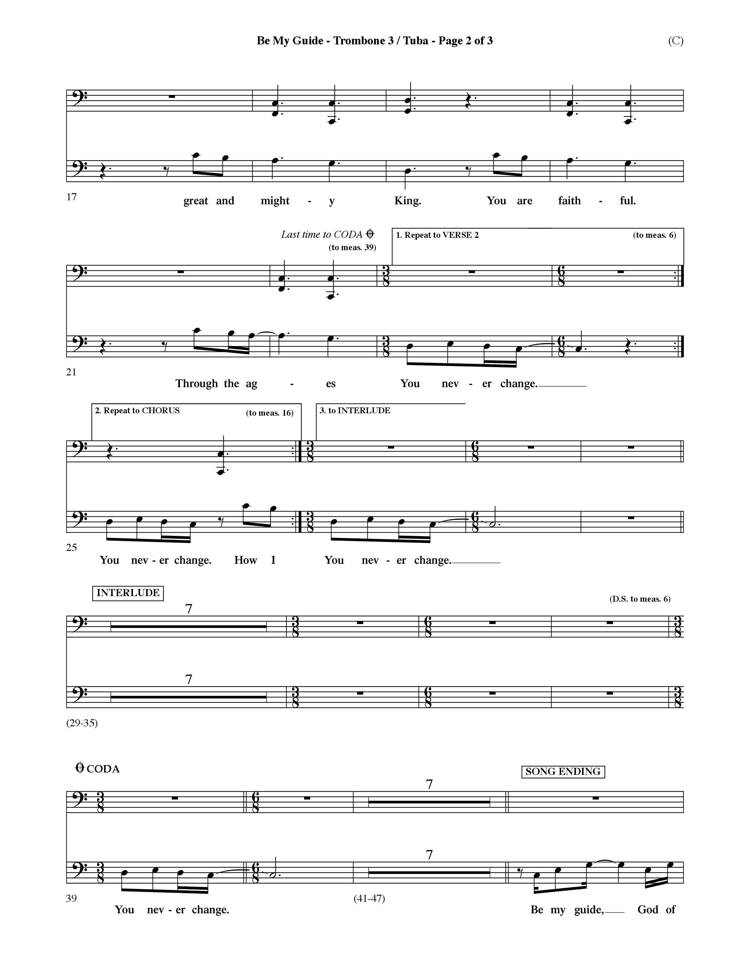 Be My Guide (Choral Anthem SATB) Trombone 3/Tuba (Word Music Choral / Arr. David Shipps)