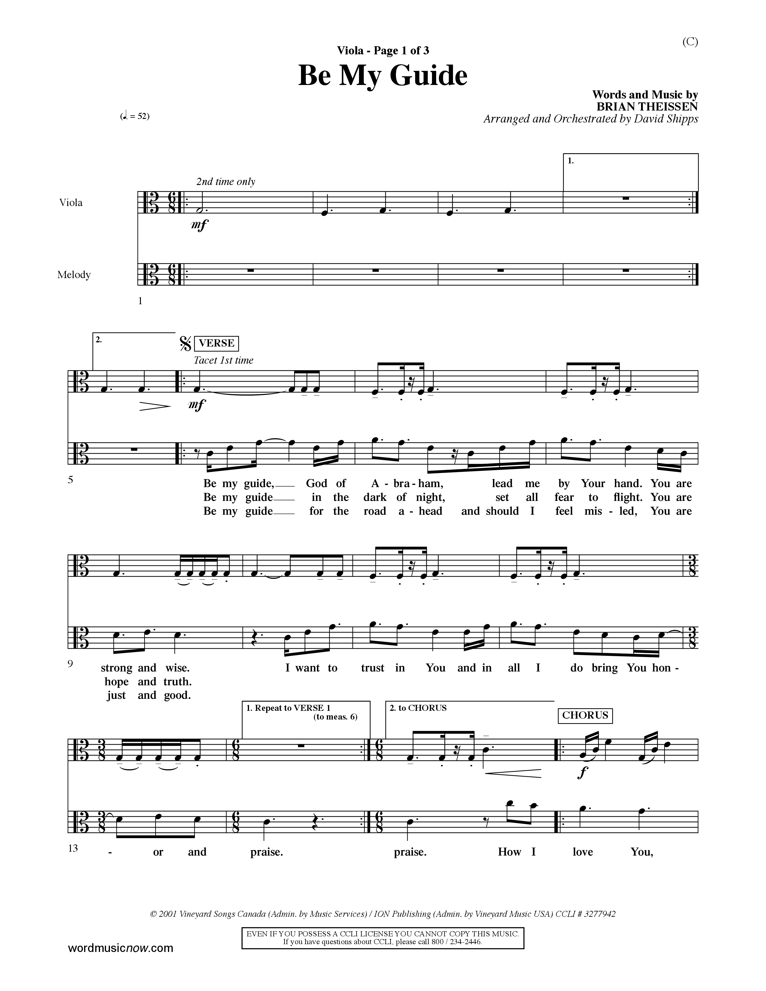 Be My Guide (Choral Anthem SATB) Viola (Word Music Choral / Arr. David Shipps)