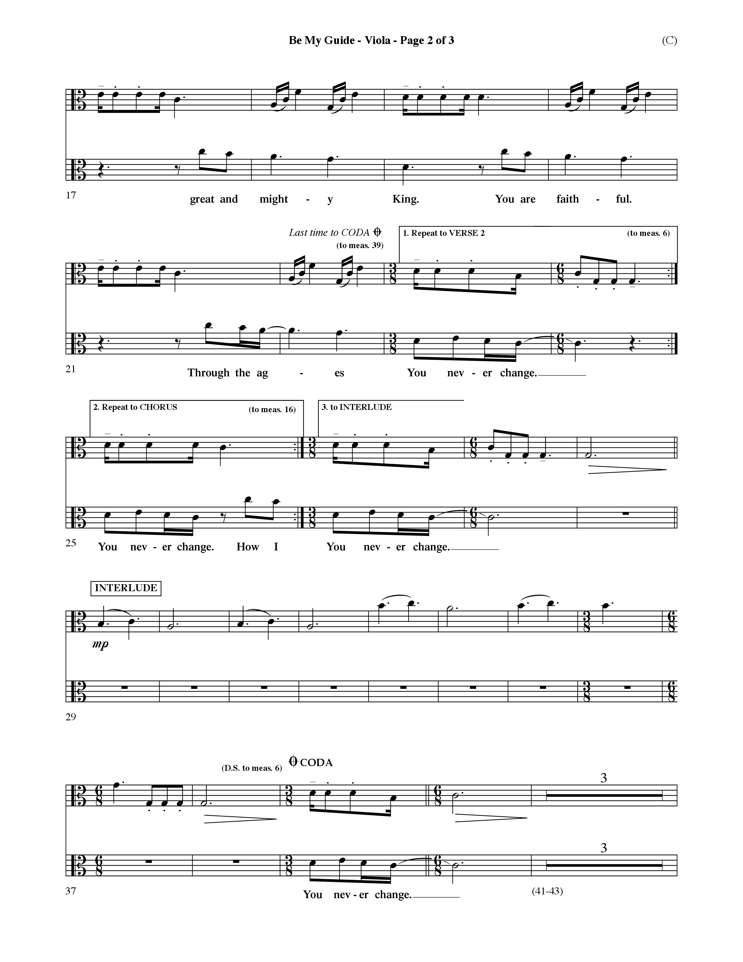 Be My Guide (Choral Anthem SATB) Viola (Word Music Choral / Arr. David Shipps)
