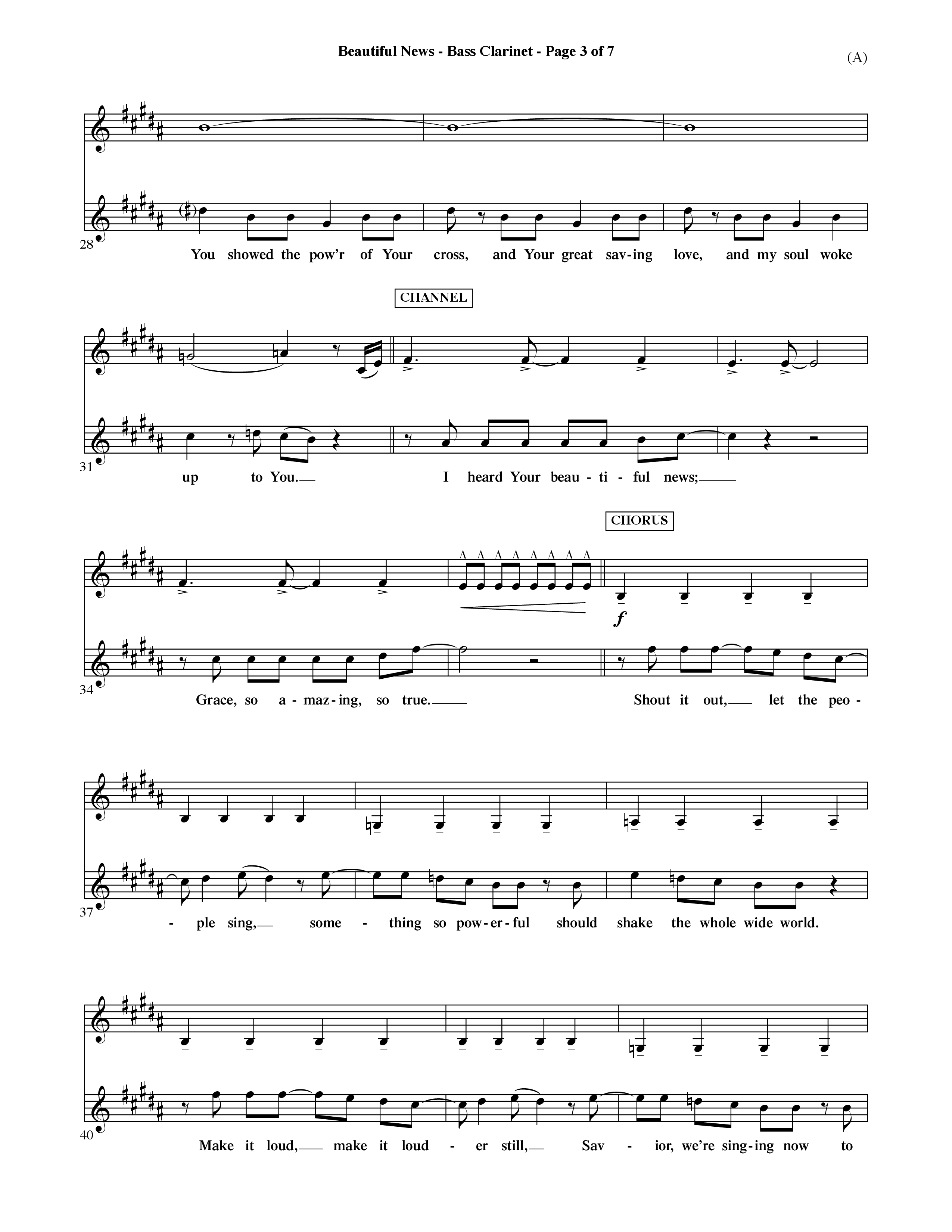 Beautiful News (Choral Anthem SATB) Bass Clarinet (Word Music Choral / Orch. Ric Domenico)