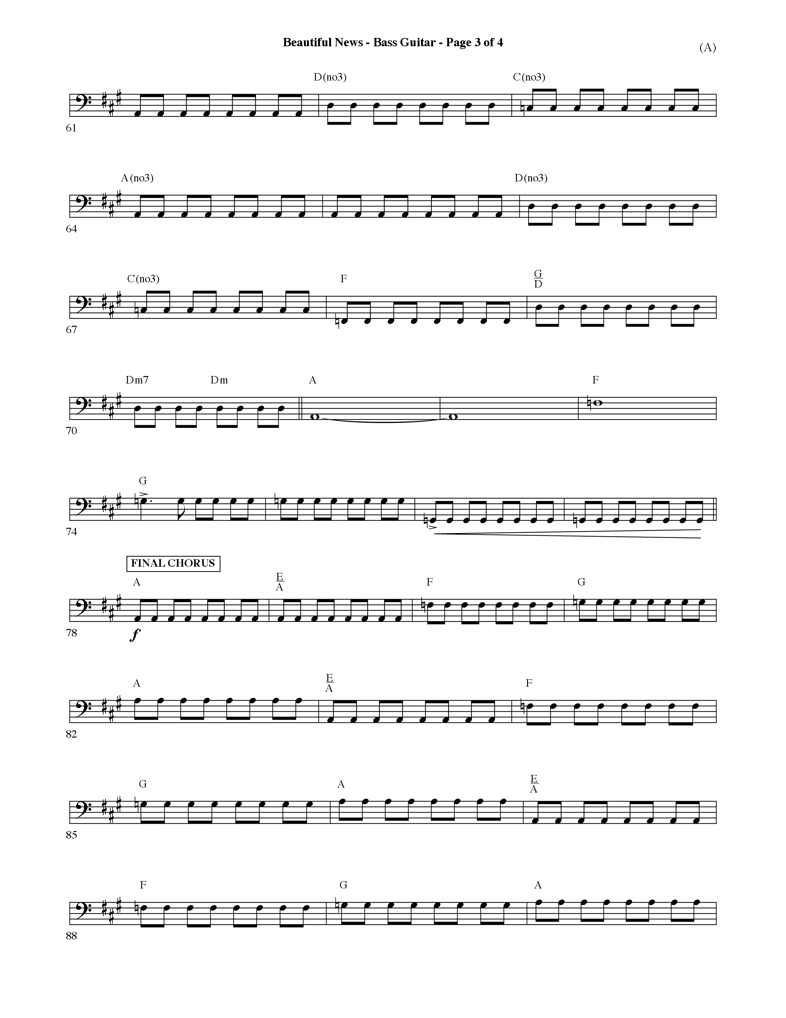 Beautiful News (Choral Anthem SATB) Bass Guitar (Word Music Choral / Orch. Ric Domenico)