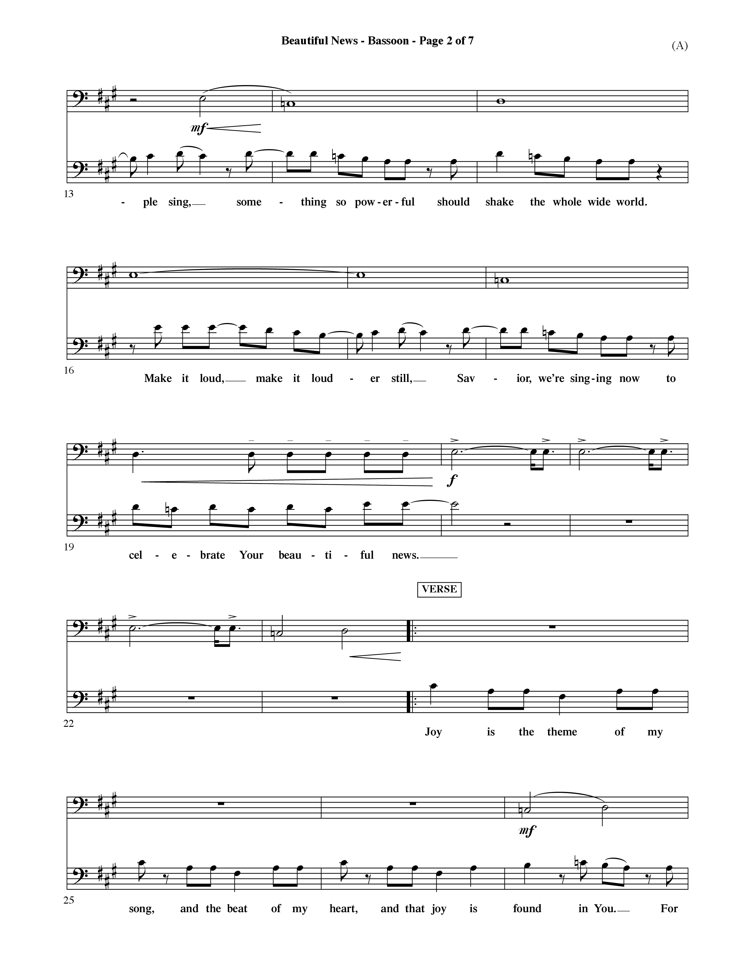 Beautiful News (Choral Anthem SATB) Bassoon (Word Music Choral / Orch. Ric Domenico)
