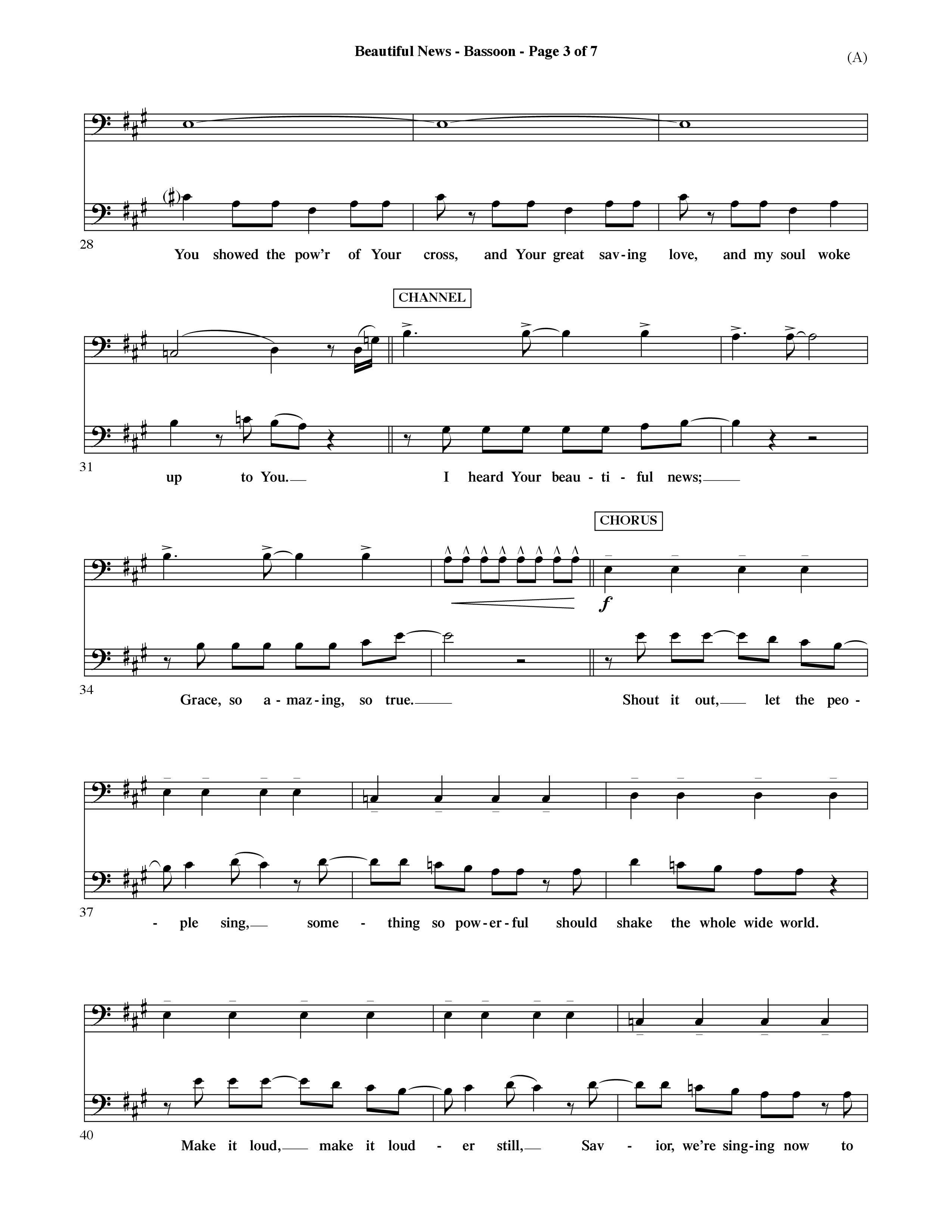 Beautiful News (Choral Anthem SATB) Bassoon (Word Music Choral / Orch. Ric Domenico)