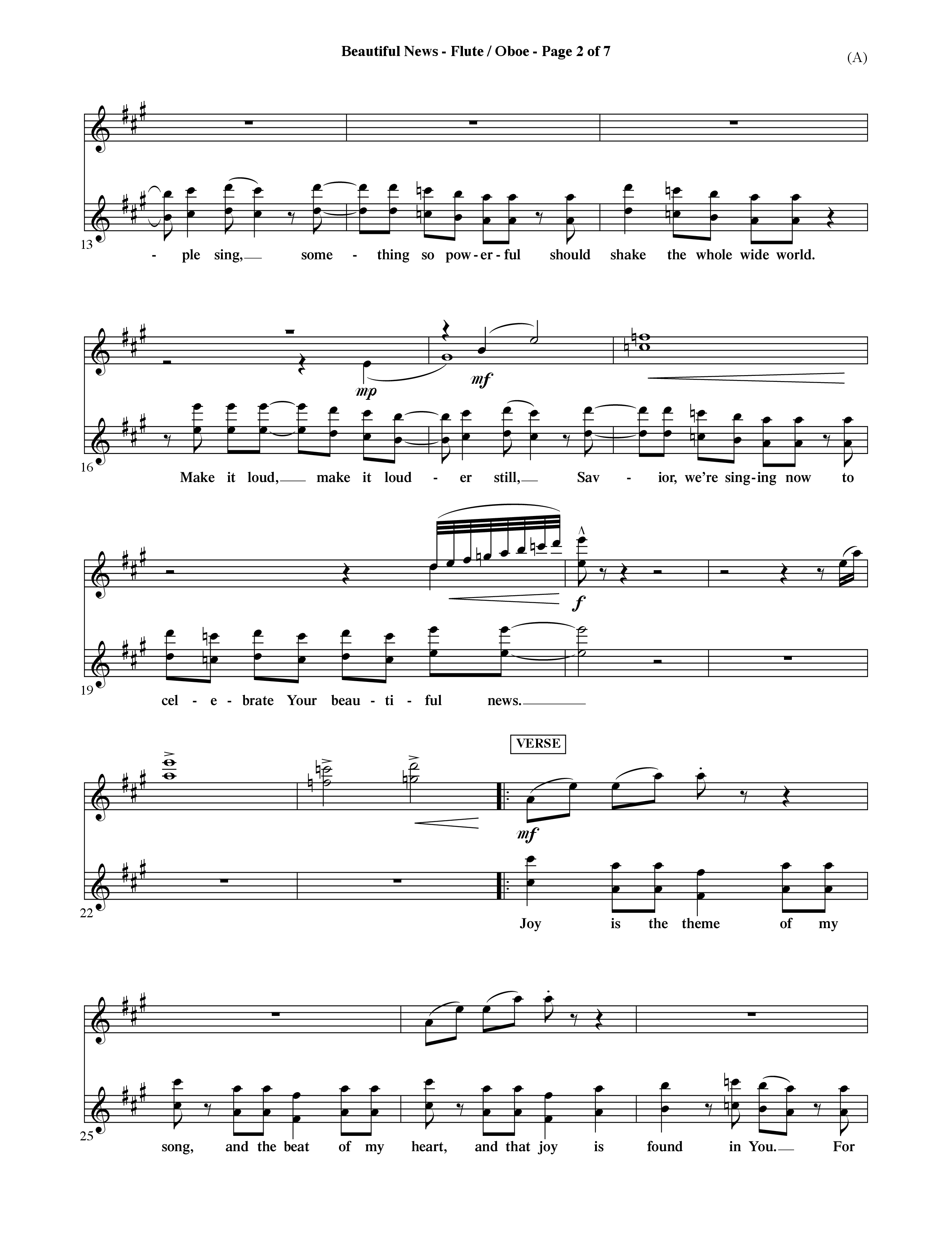 Beautiful News (Choral Anthem SATB) Flute/Oboe (Word Music Choral / Orch. Ric Domenico)