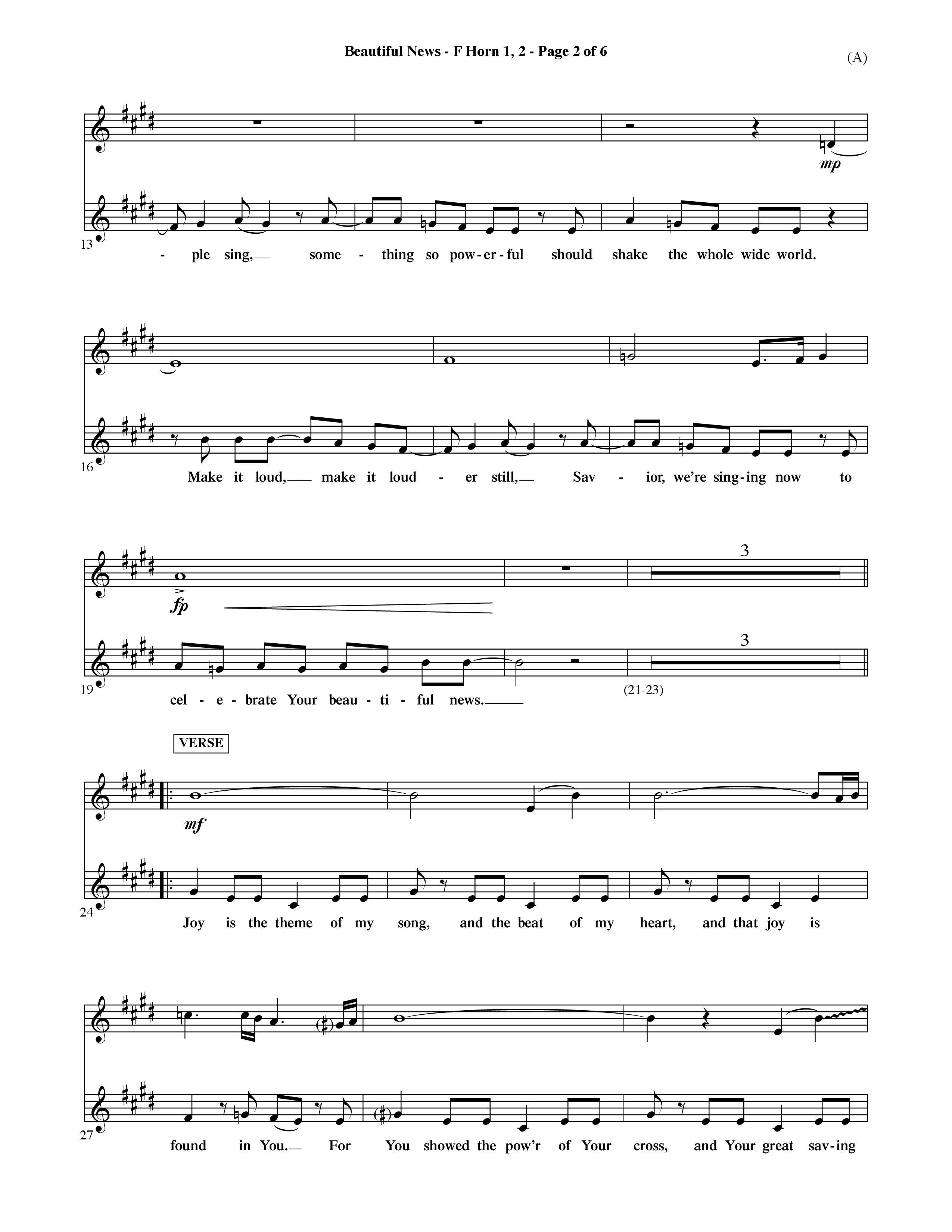 Beautiful News (Choral Anthem SATB) French Horn (Word Music Choral / Orch. Ric Domenico)
