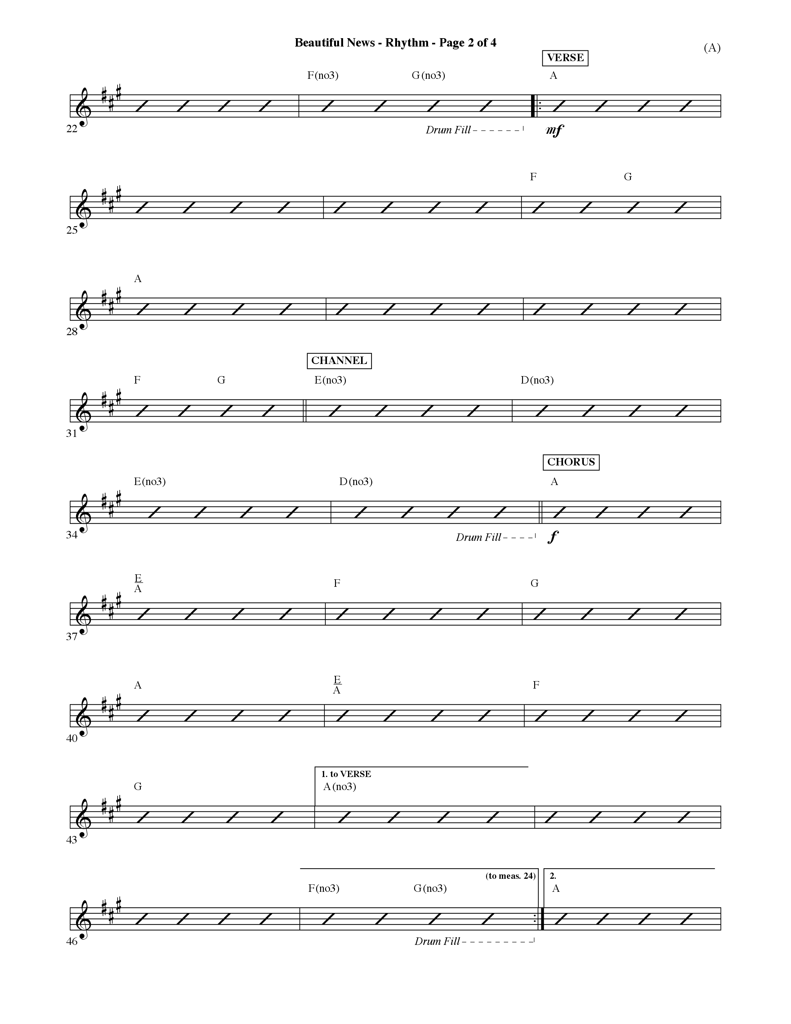 Beautiful News (Choral Anthem SATB) Rhythm Chart (Word Music Choral / Orch. Ric Domenico)