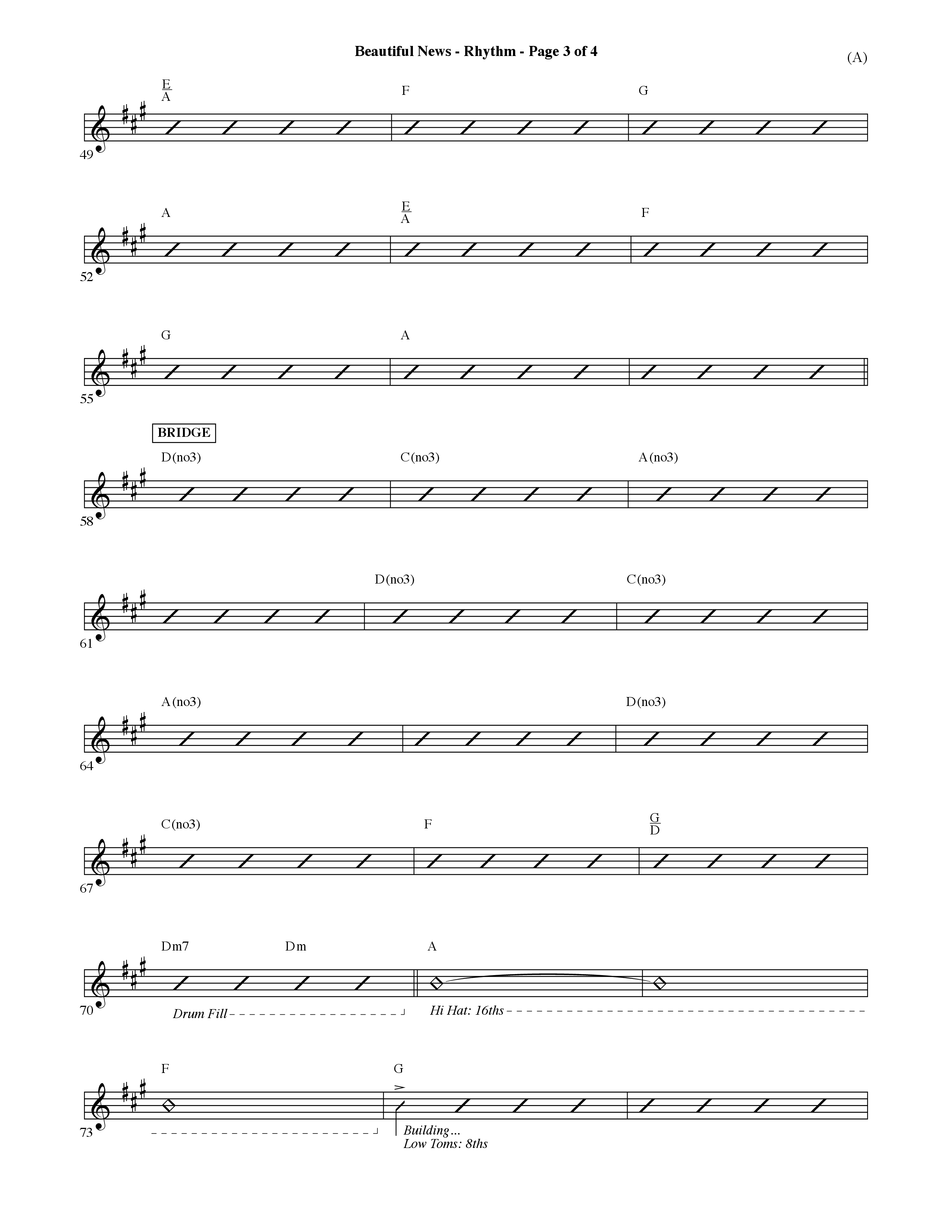 Beautiful News (Choral Anthem SATB) Rhythm Chart (Word Music Choral / Orch. Ric Domenico)