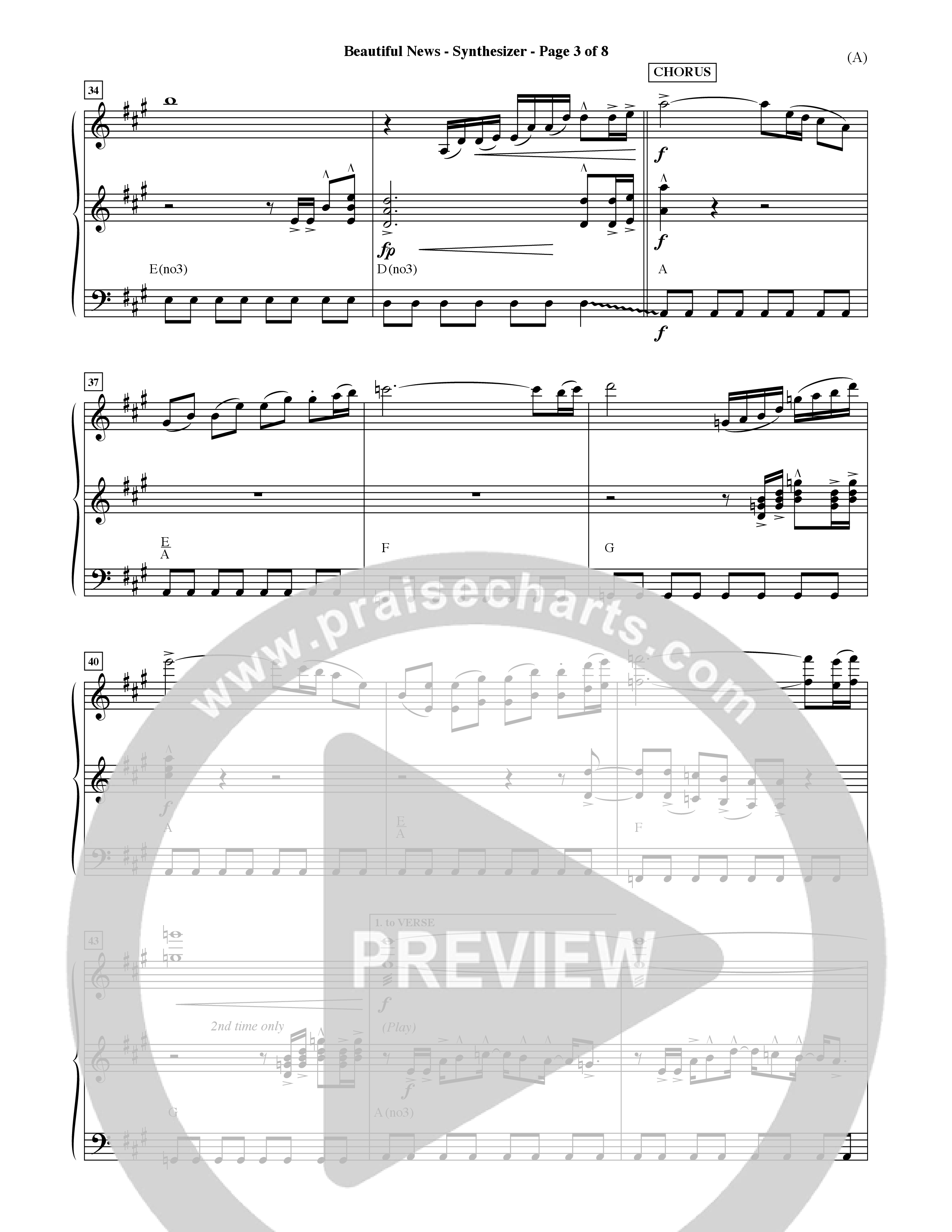 Beautiful News (Choral Anthem SATB) Synth (Word Music Choral / Orch. Ric Domenico)