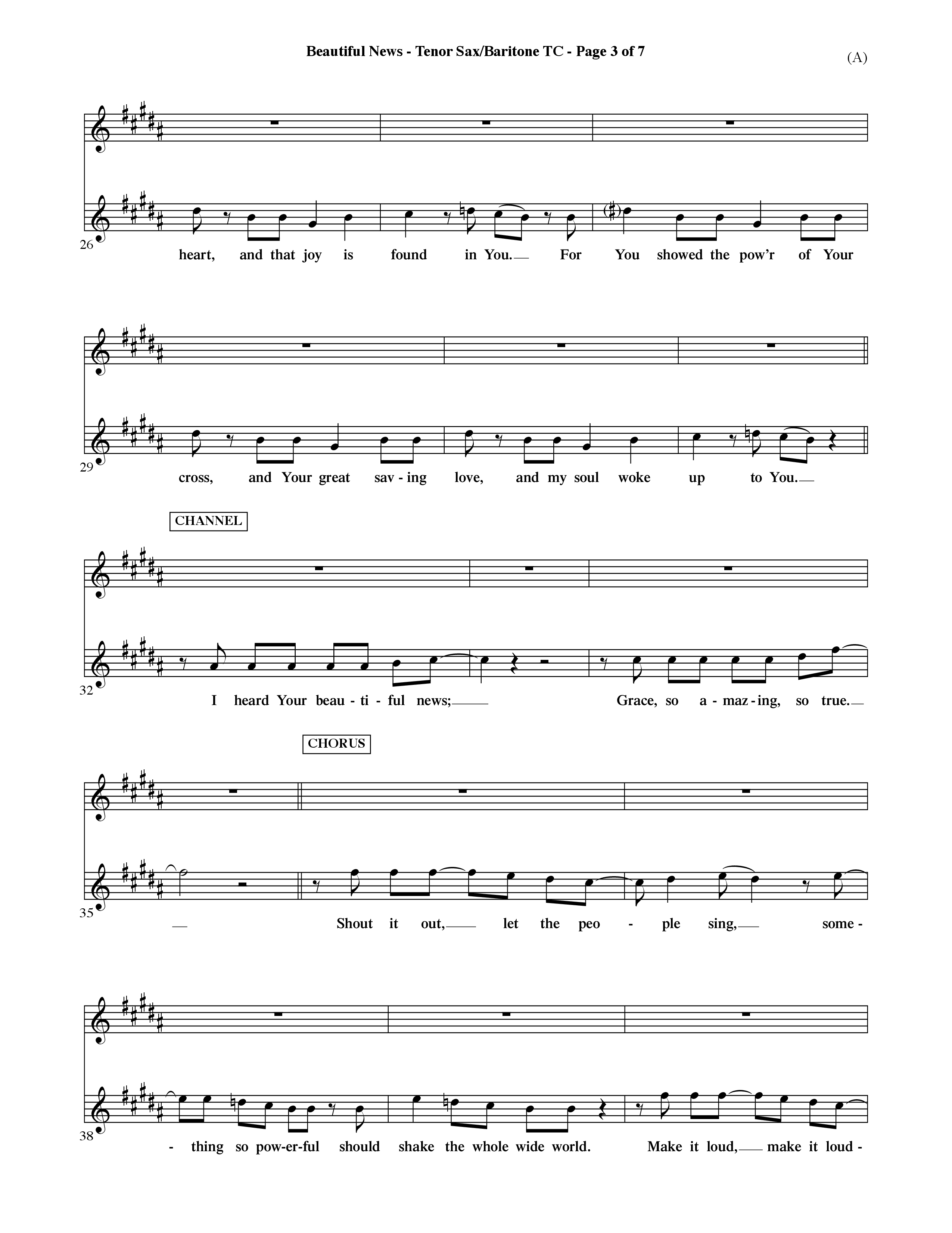 Beautiful News (Choral Anthem SATB) Tenor Sax/Baritone T.C. (Word Music Choral / Orch. Ric Domenico)