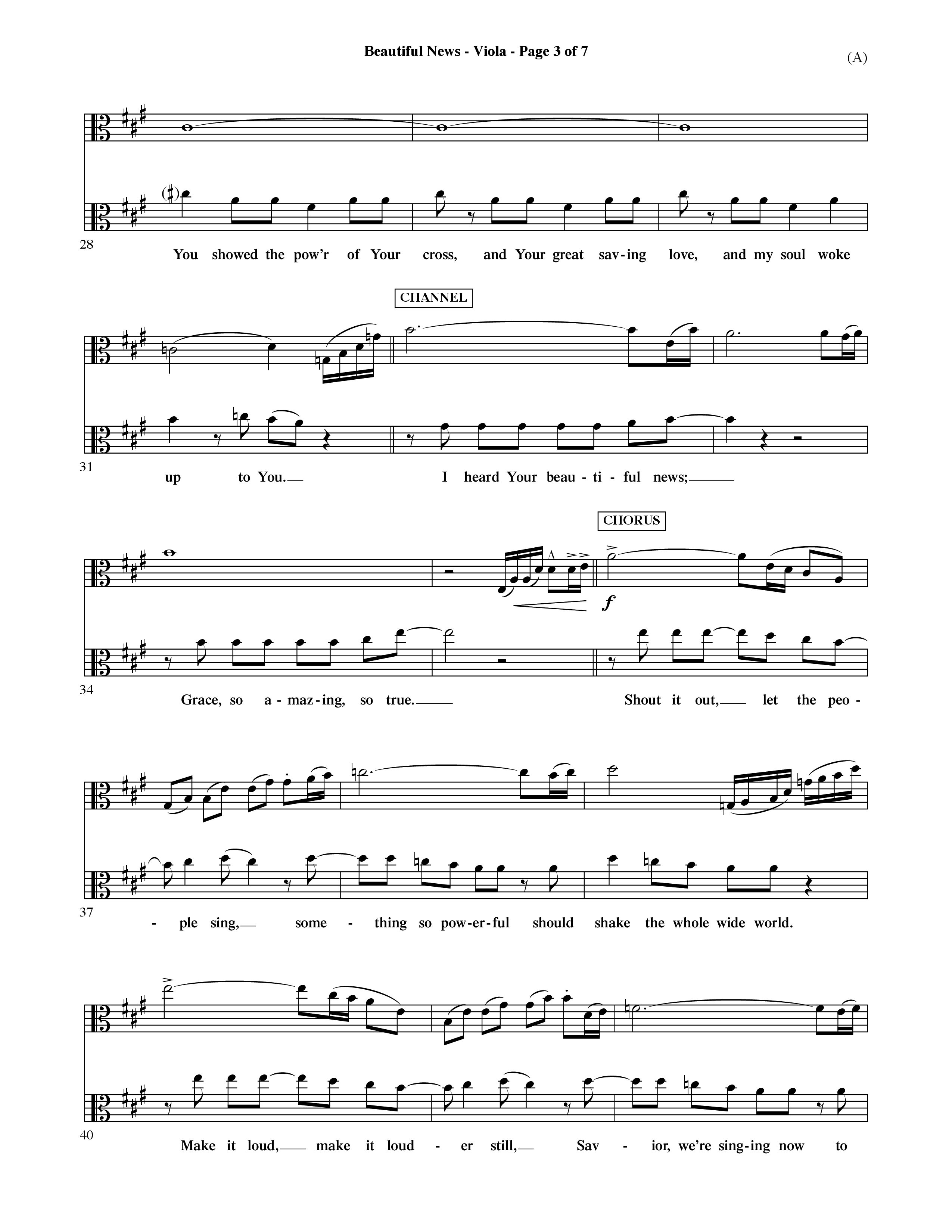 Beautiful News (Choral Anthem SATB) Viola (Word Music Choral / Orch. Ric Domenico)