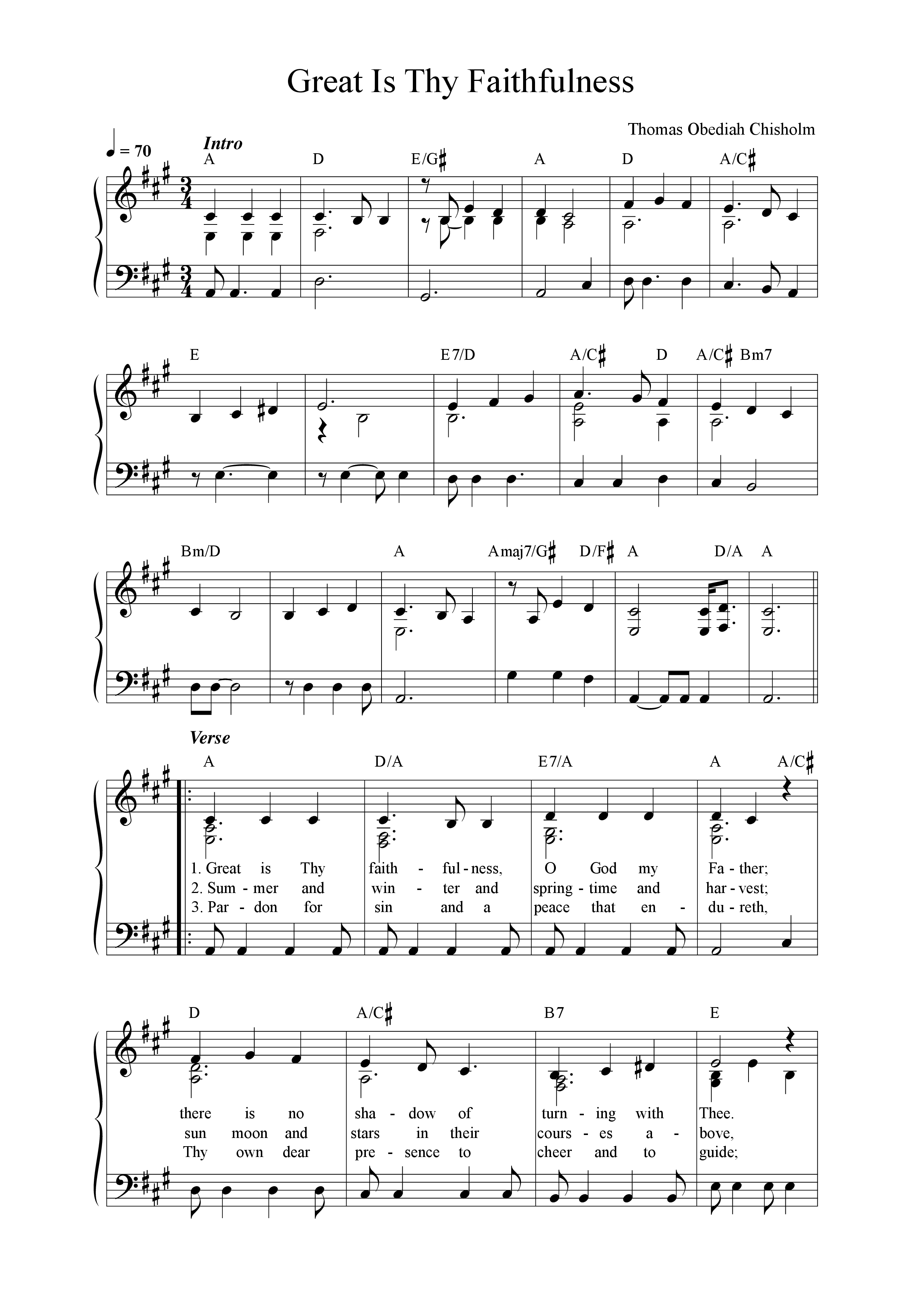 Great Is Thy Faithfulness Lead Sheet Melody (Anchor Hymns)