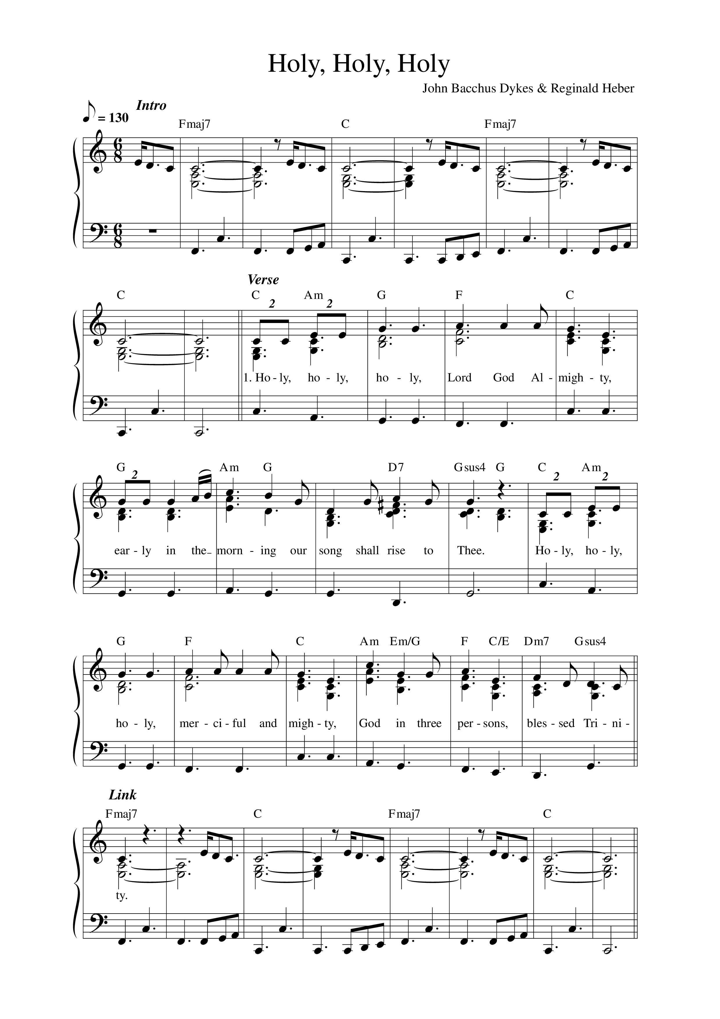 Holy, Holy, Holy Lead Sheet Melody (Anchor Hymns)