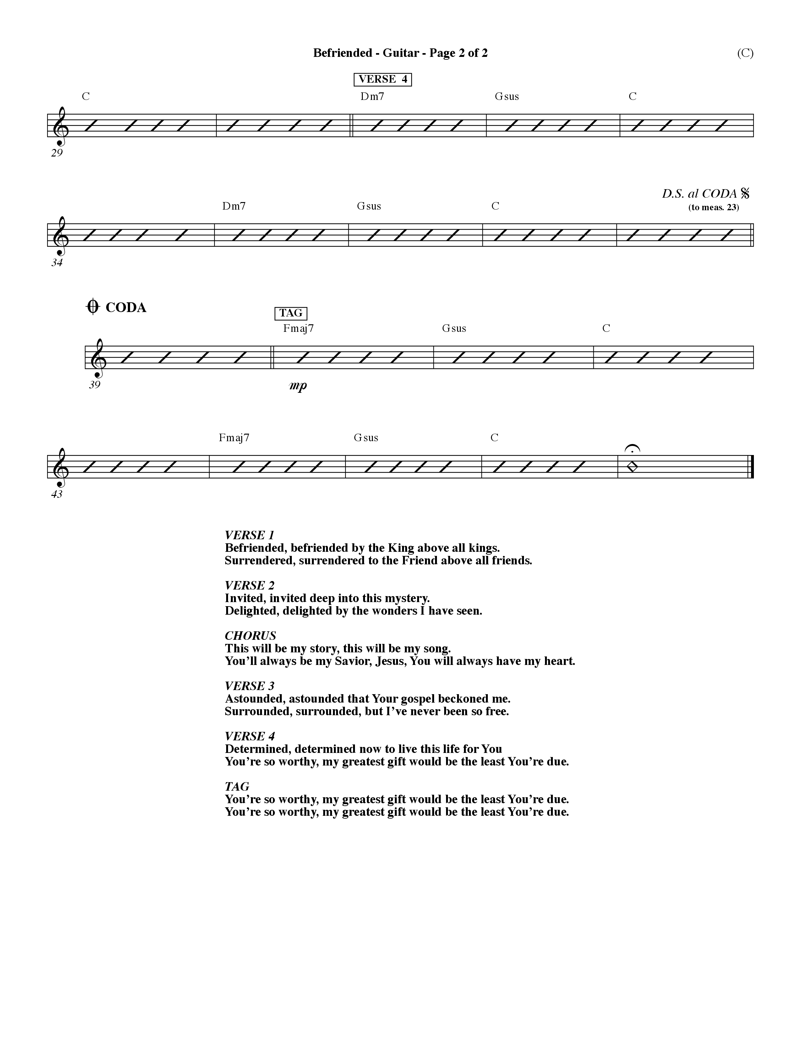 Befriended (Choral Anthem SATB) Acoustic Guitar (Word Music Choral / Orch. Dave Williamson)