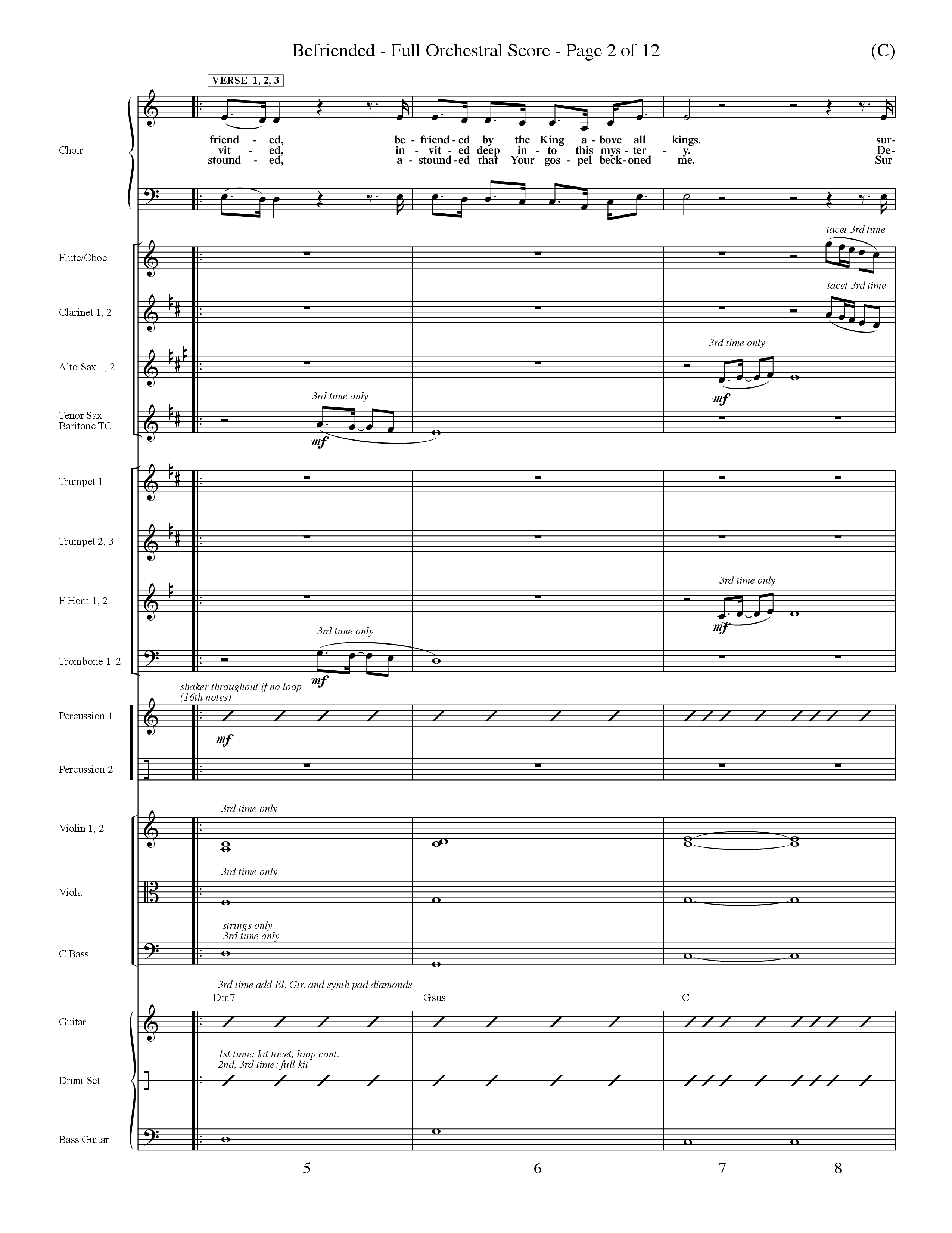 Befriended (Choral Anthem SATB) Conductor's Score (Word Music Choral / Orch. Dave Williamson)