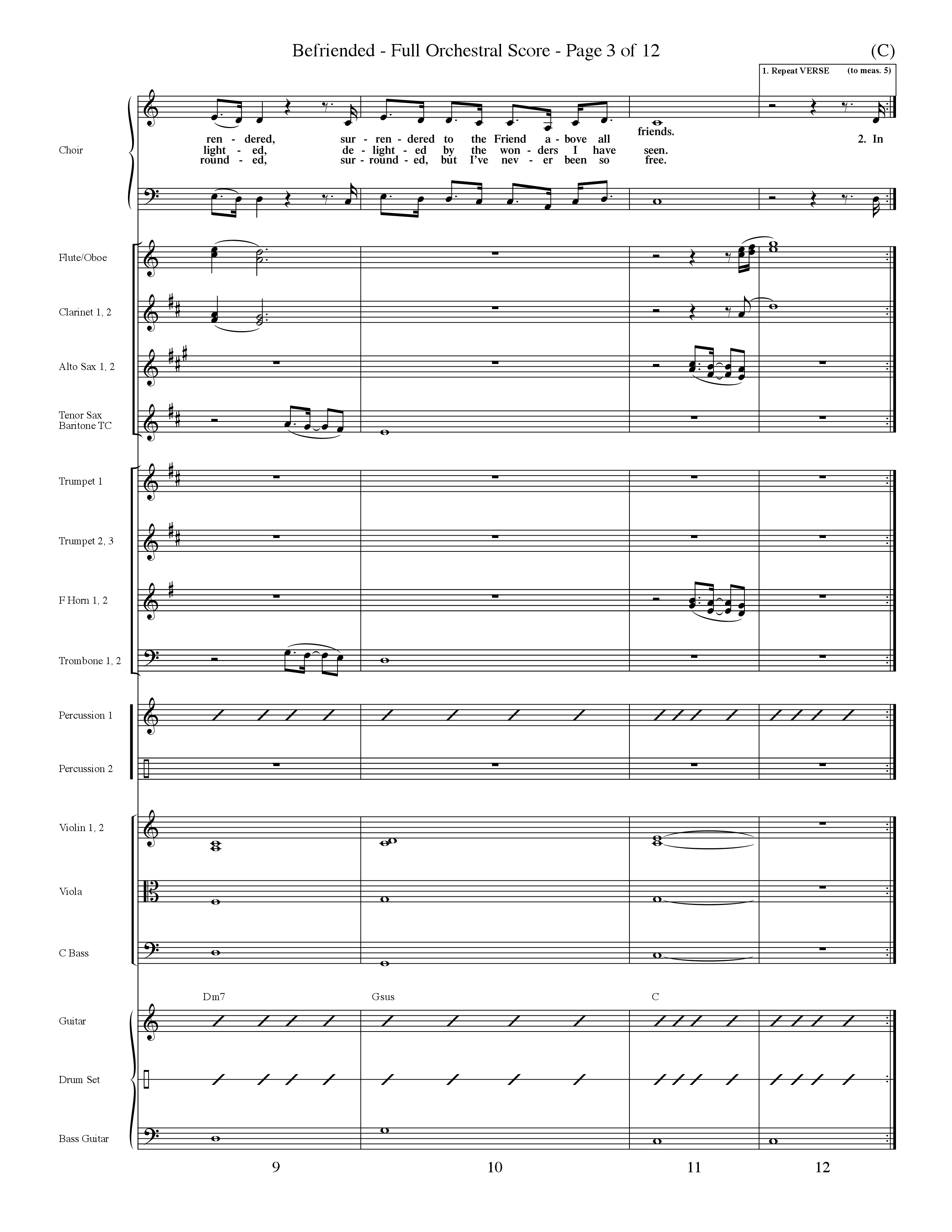 Befriended (Choral Anthem SATB) Conductor's Score (Word Music Choral / Orch. Dave Williamson)