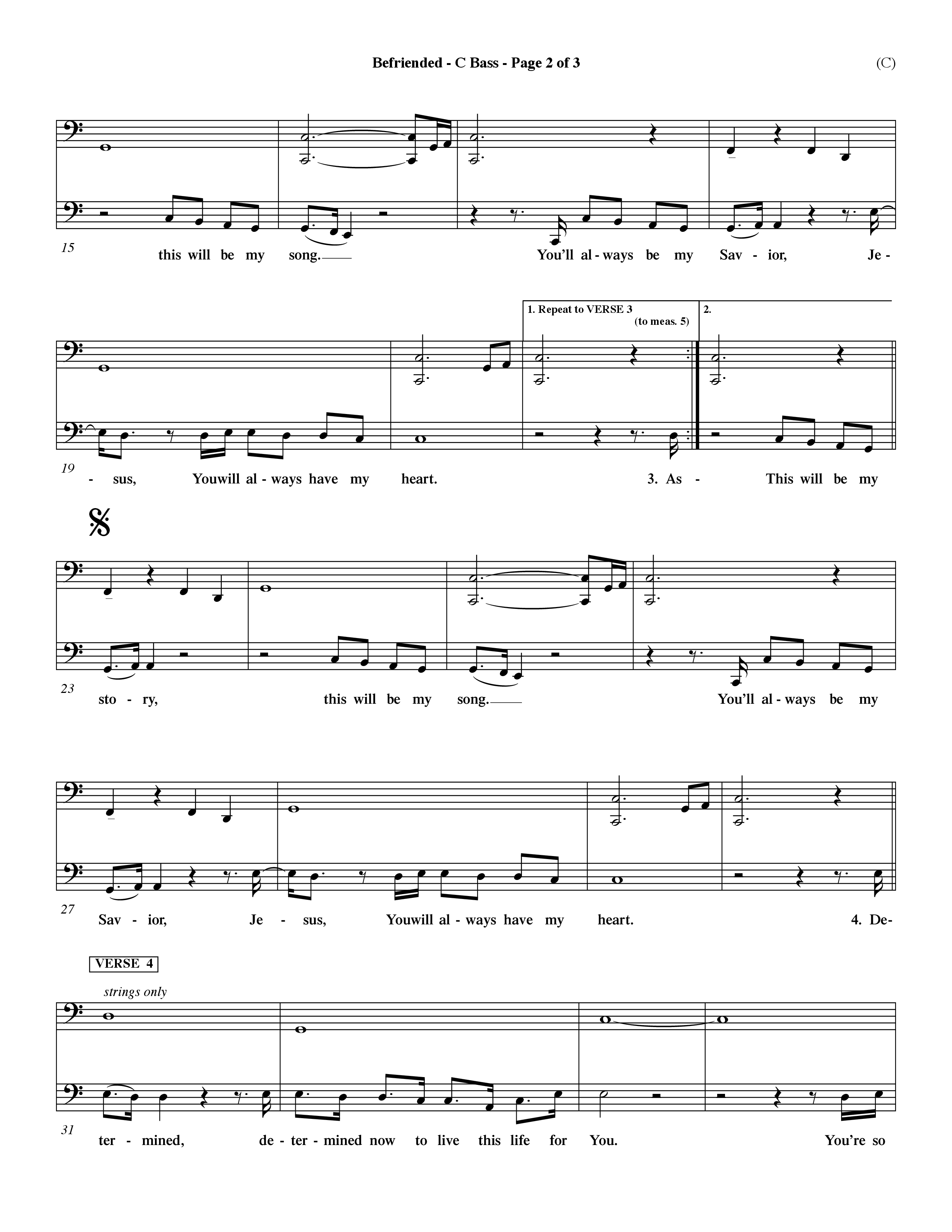 Befriended (Choral Anthem SATB) Contrabass (Word Music Choral / Orch. Dave Williamson)