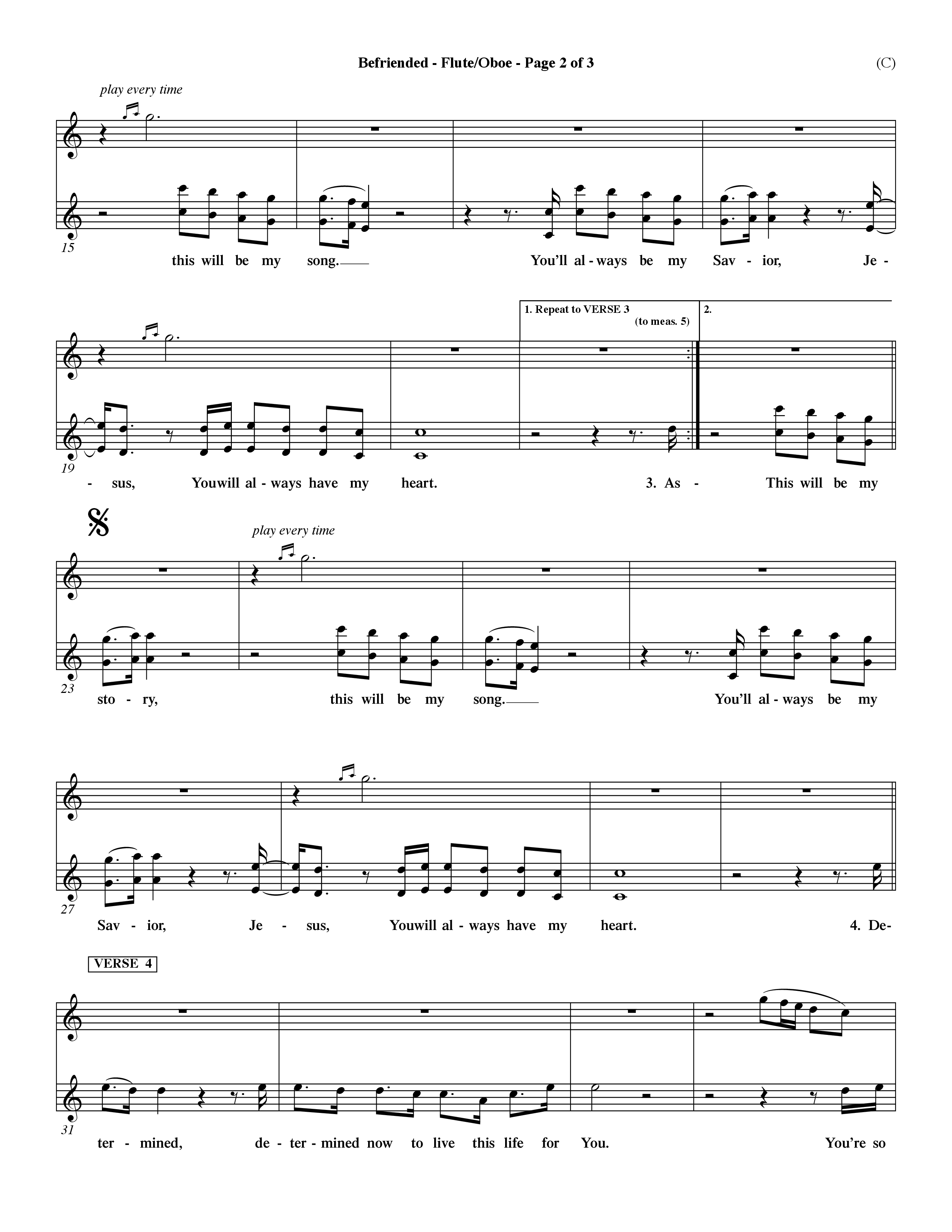 Befriended (Choral Anthem SATB) Flute/Oboe (Word Music Choral / Orch. Dave Williamson)