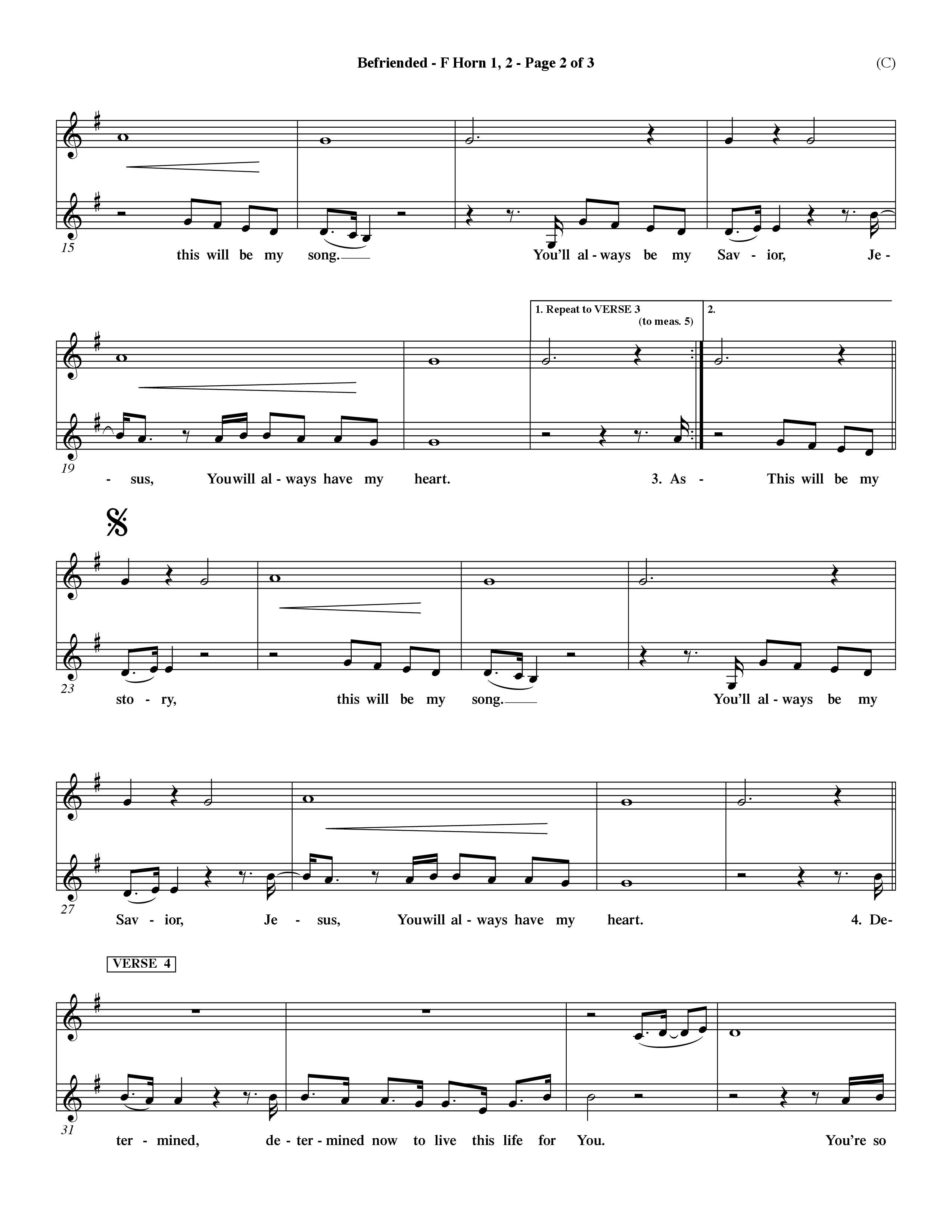 Befriended (Choral Anthem SATB) French Horn (Word Music Choral / Orch. Dave Williamson)