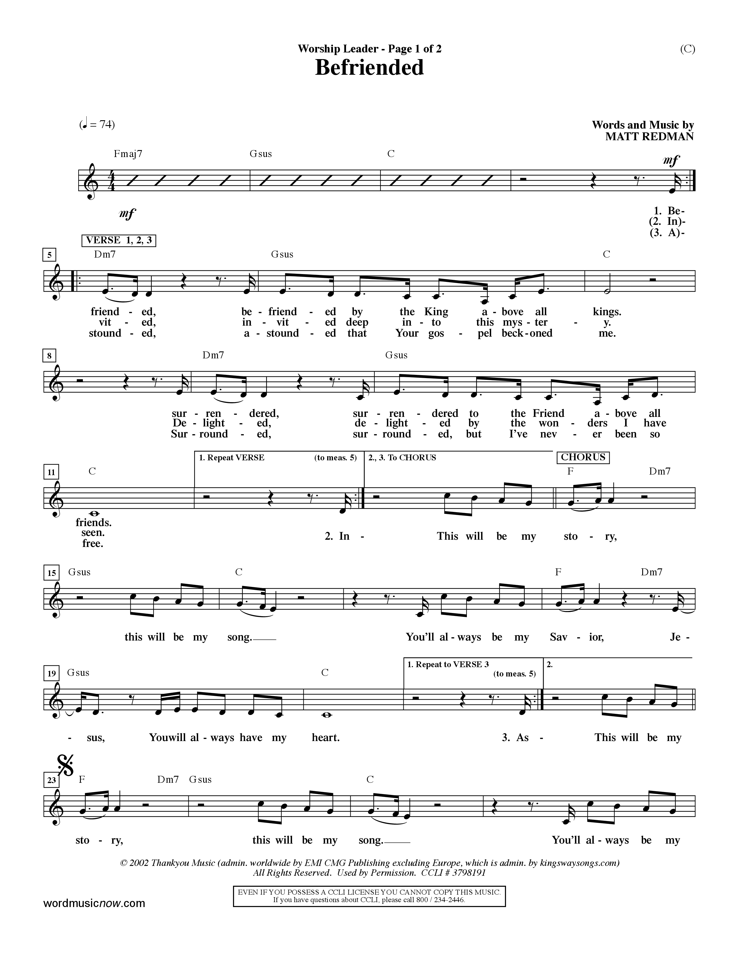 Befriended (Choral Anthem SATB) Rhythm Pack (Word Music Choral / Orch. Dave Williamson)