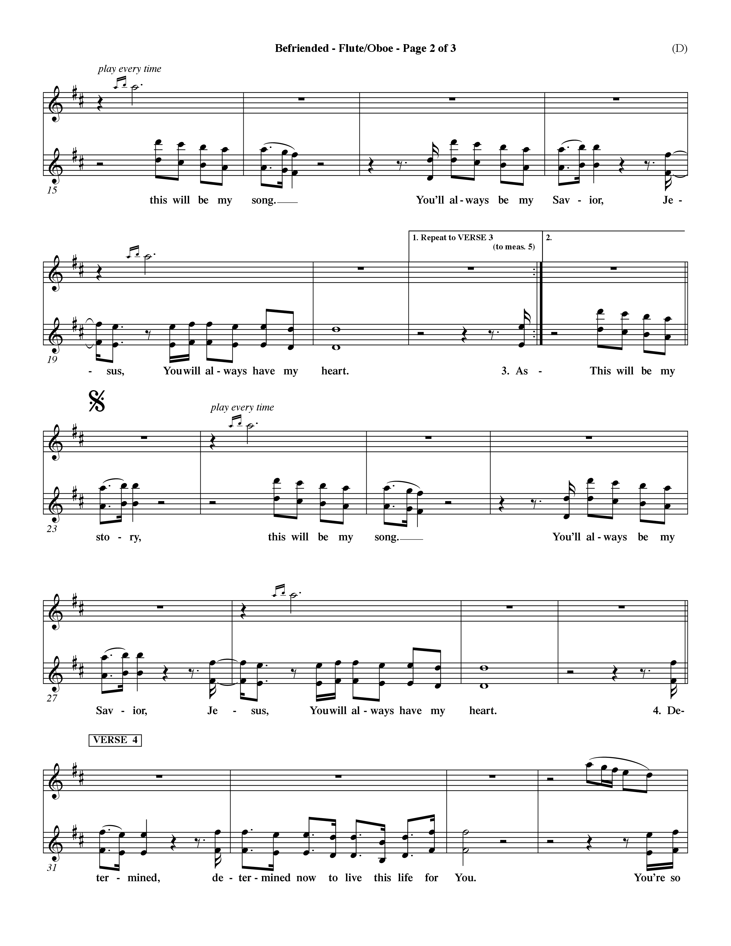 Befriended (Choral Anthem SATB) Oboe (Word Music Choral / Orch. Dave Williamson)
