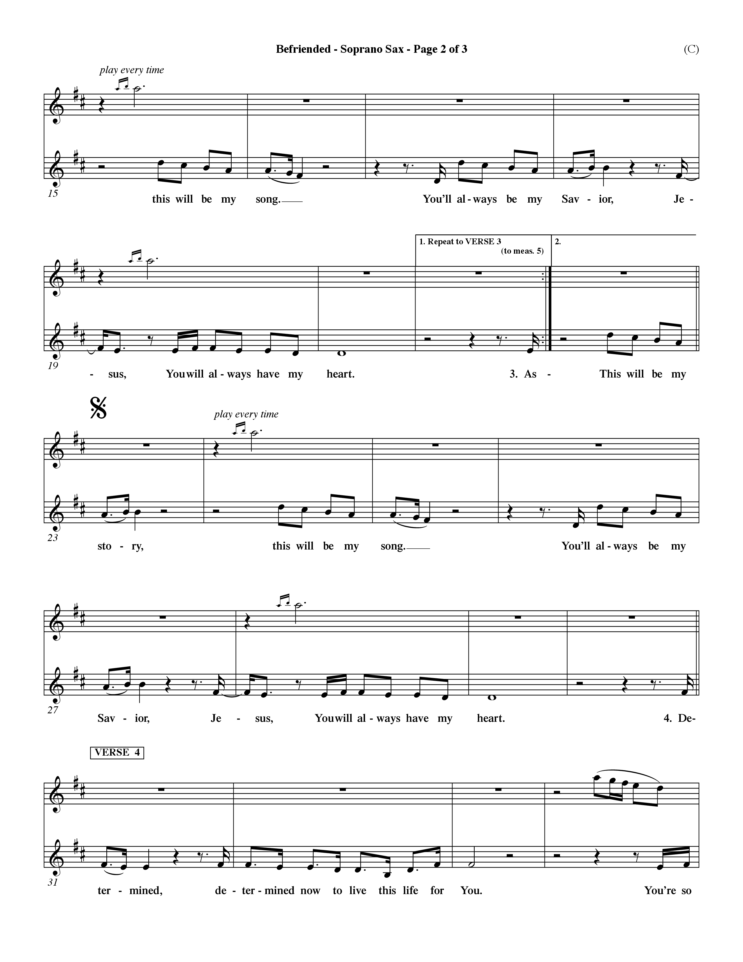 Befriended (Choral Anthem SATB) Saxophone (Word Music Choral / Orch. Dave Williamson)