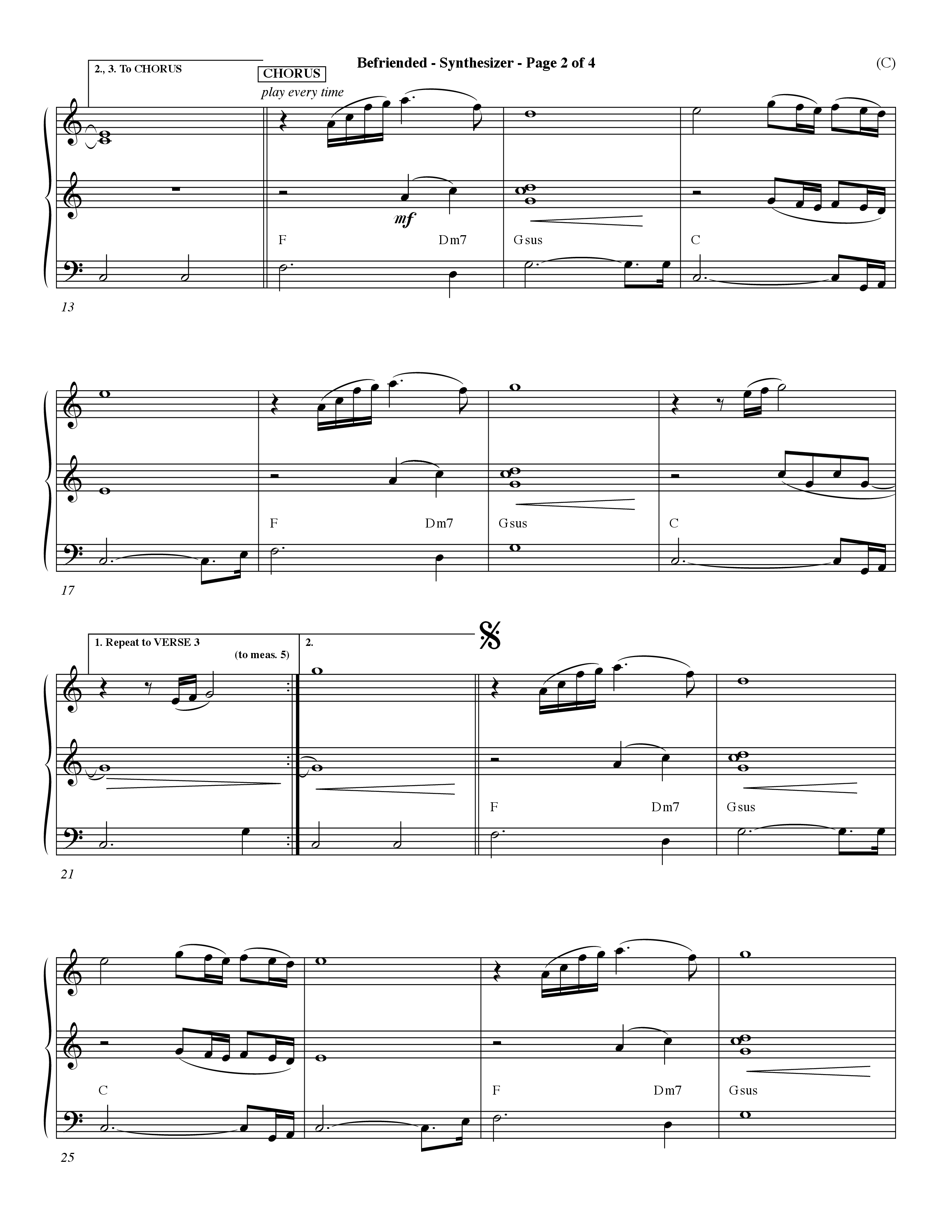 Befriended (Choral Anthem SATB) Synth (Word Music Choral / Orch. Dave Williamson)
