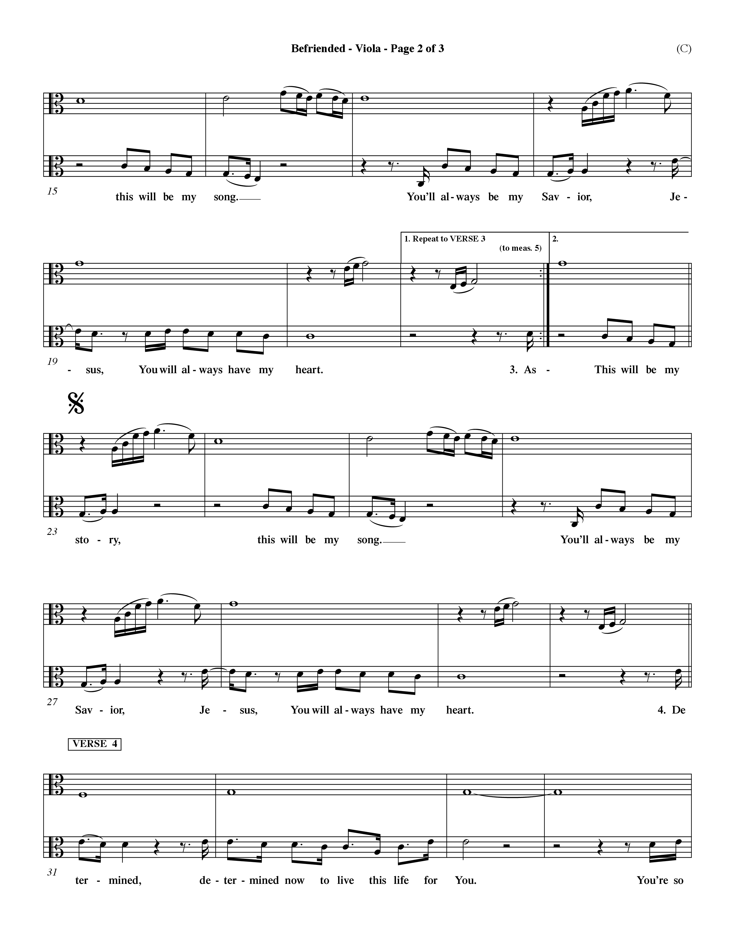 Befriended (Choral Anthem SATB) Viola (Word Music Choral / Orch. Dave Williamson)
