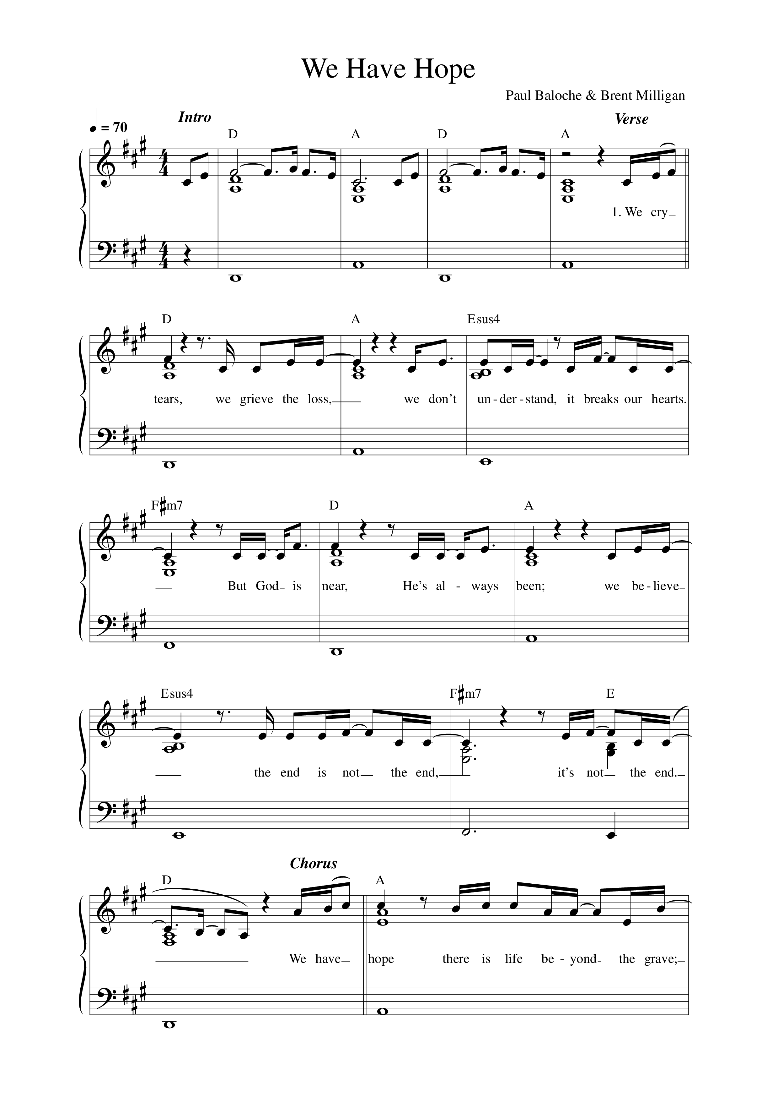 We Have Hope Lead Sheet Melody (Anchor Hymns)
