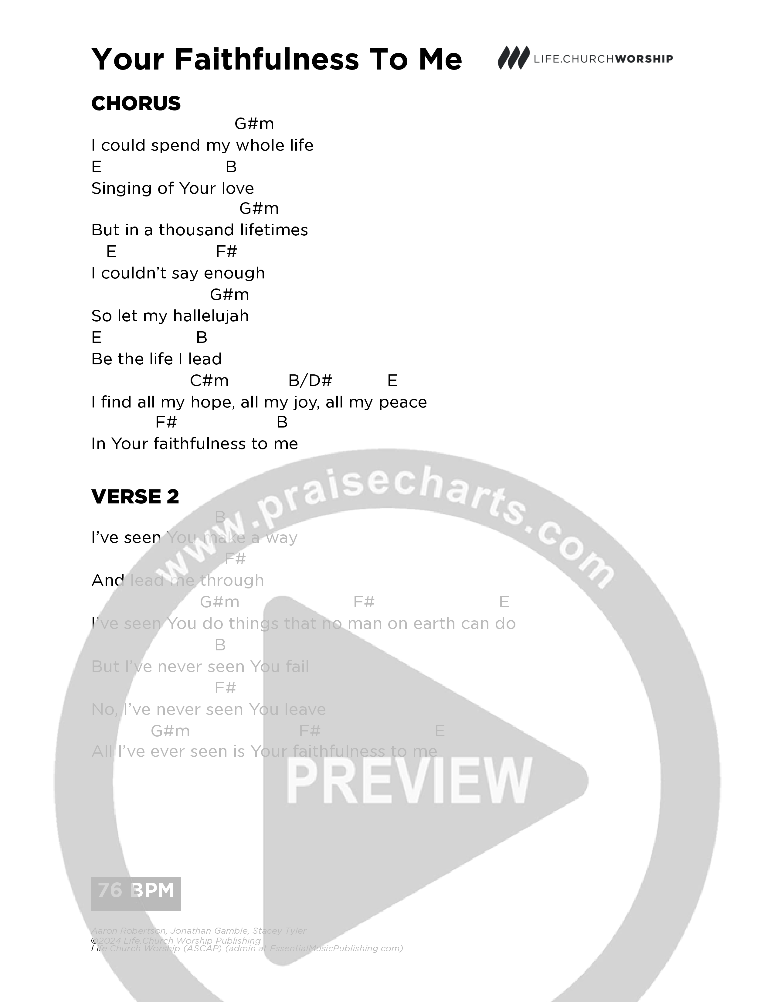 Your Faithfulness To Me Chord Chart (Life.Church Worship)