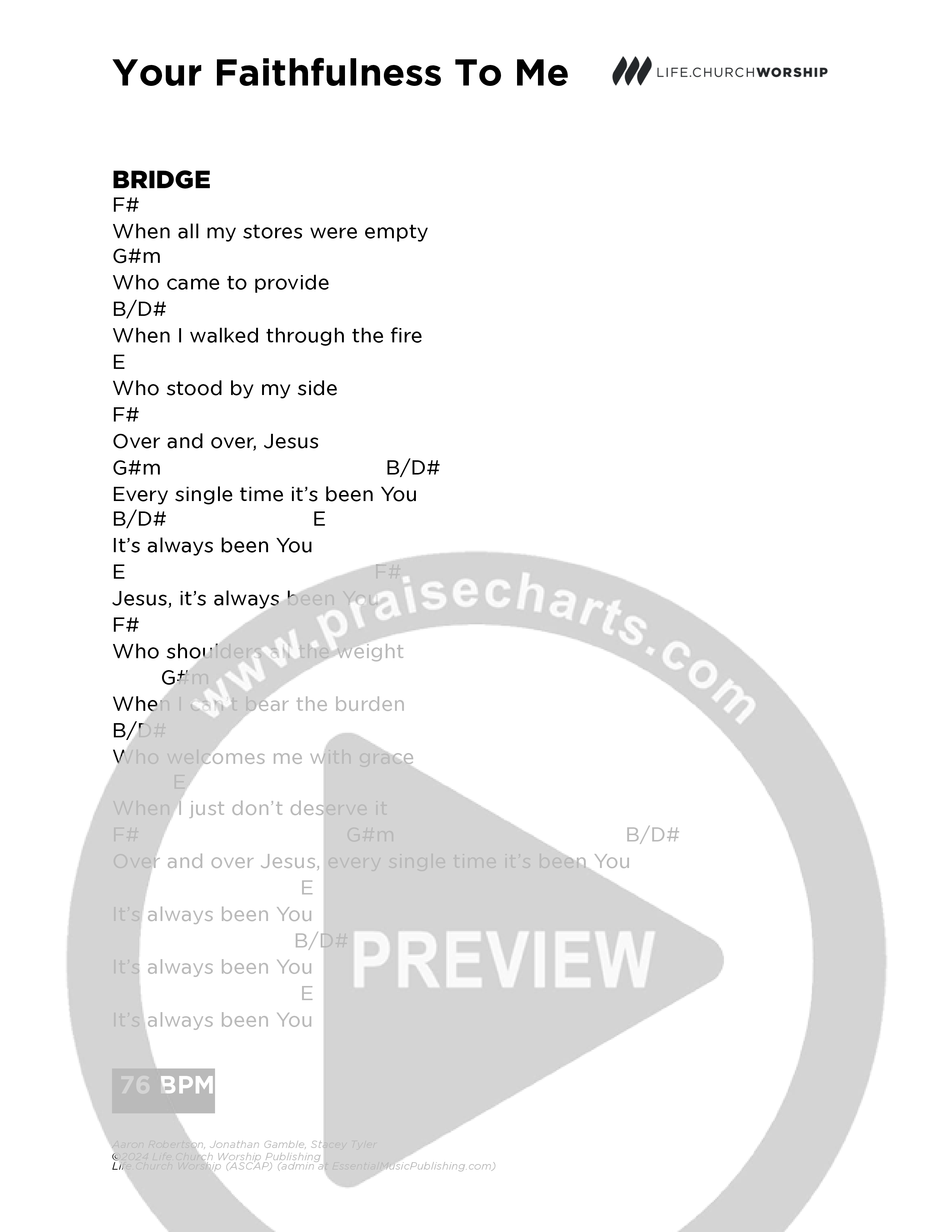 Your Faithfulness To Me Chord Chart (Life.Church Worship)