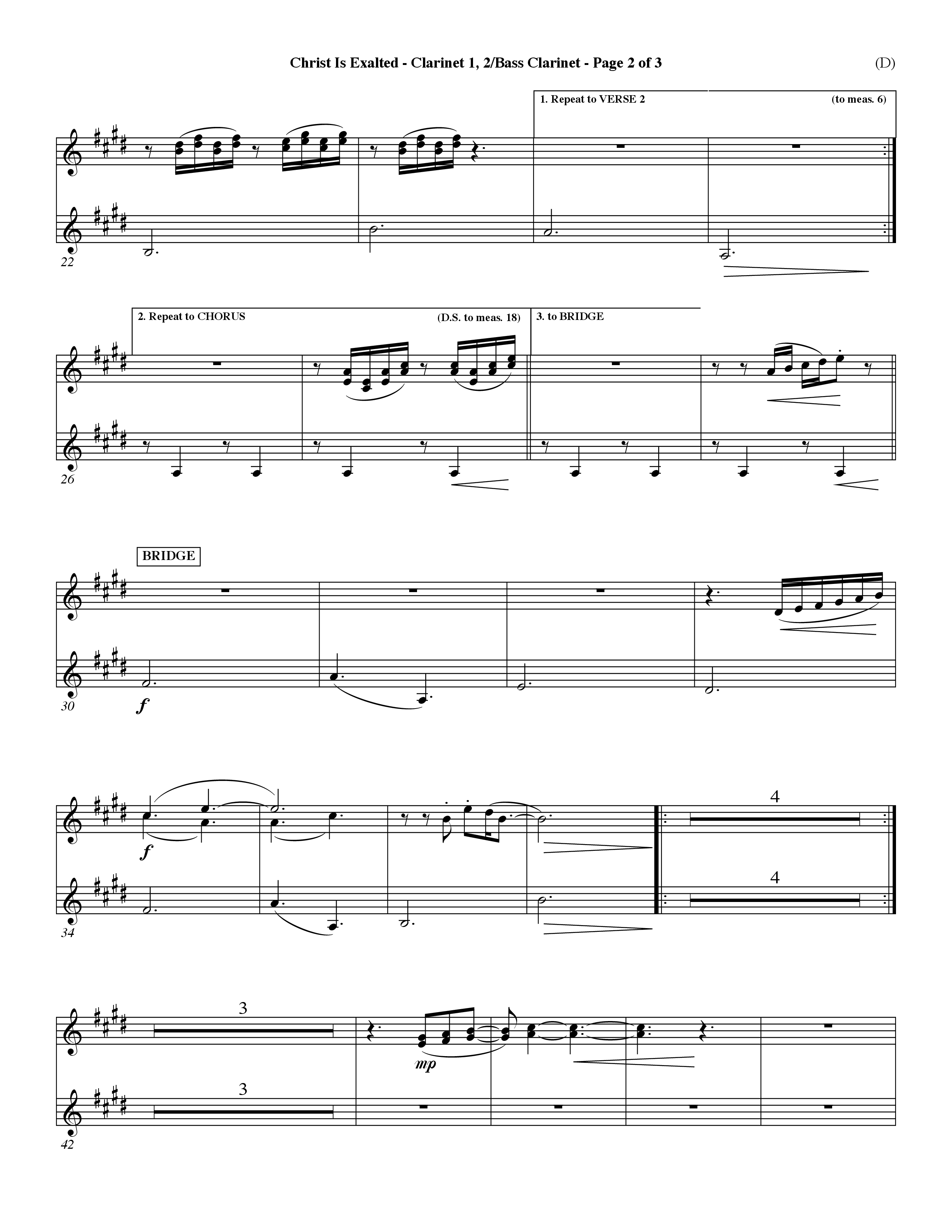 Christ Is Exalted (Choral Anthem SATB) Clarinet 1/2, Bass Clarinet (Word Music Choral / Orch. David Shipps)