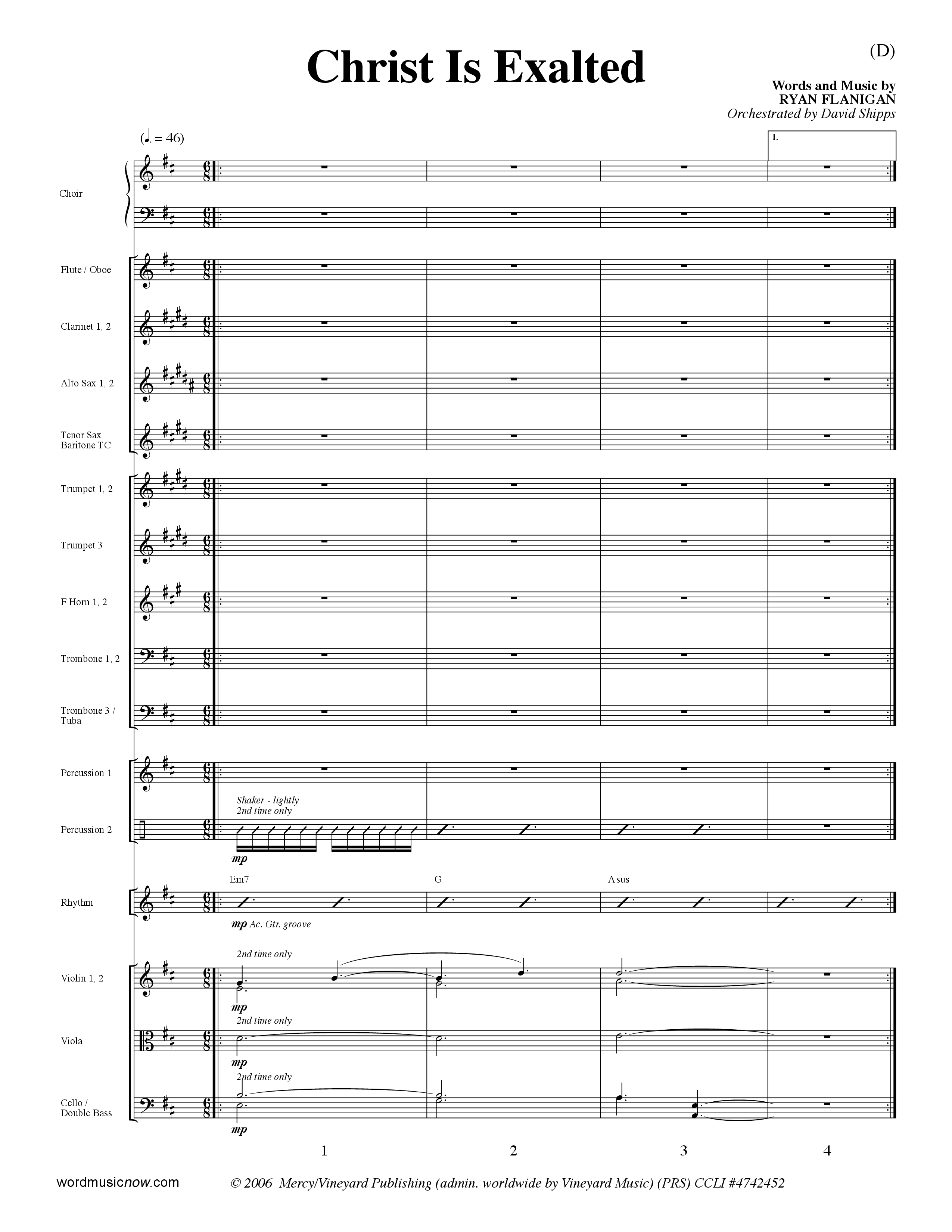 Christ Is Exalted (Choral Anthem SATB) Conductor's Score (Word Music Choral / Orch. David Shipps)